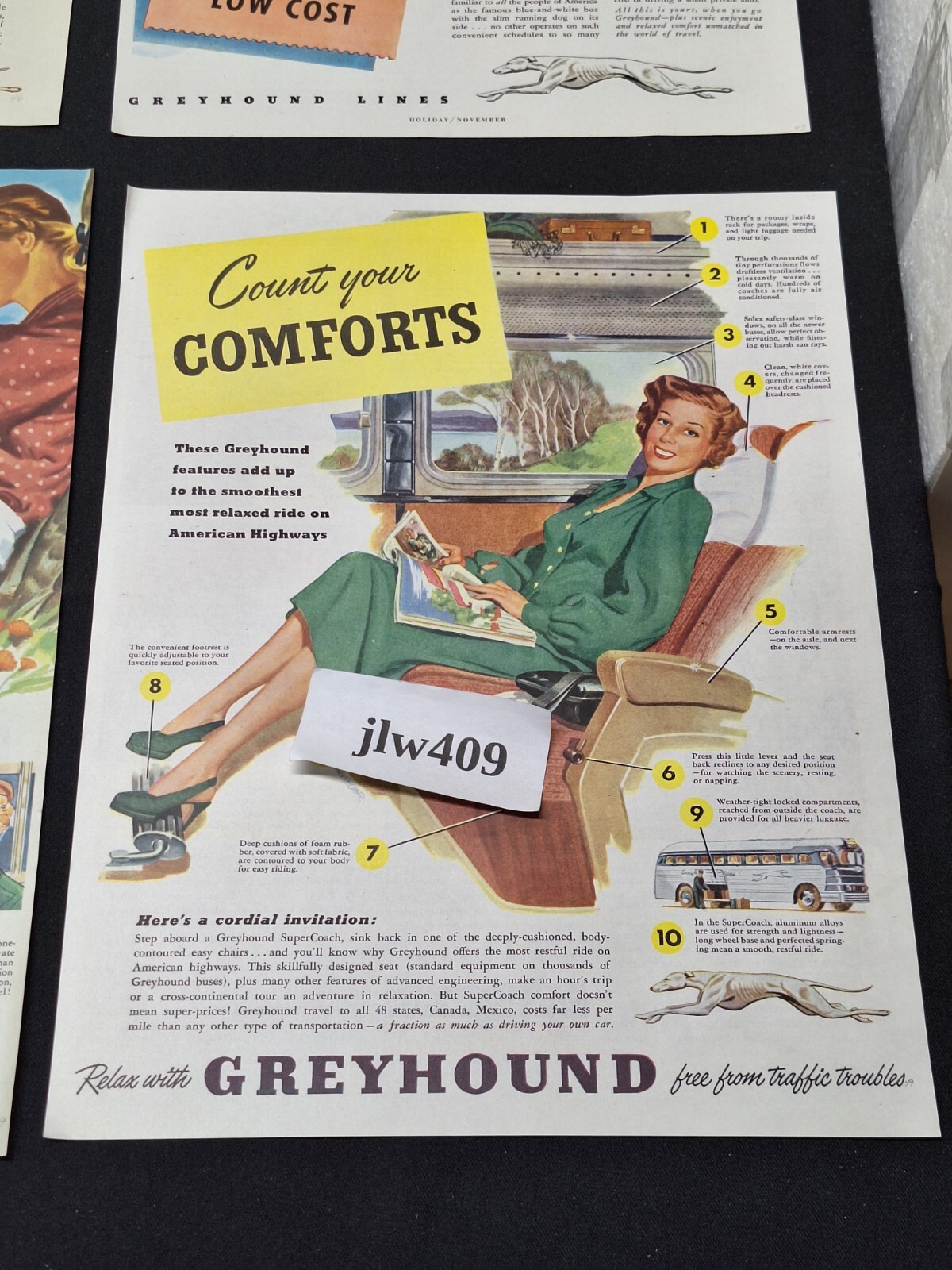 10 Vtg 1944-1951 BUS ADS Original Print Ad Spearhead Greyhound Trailways