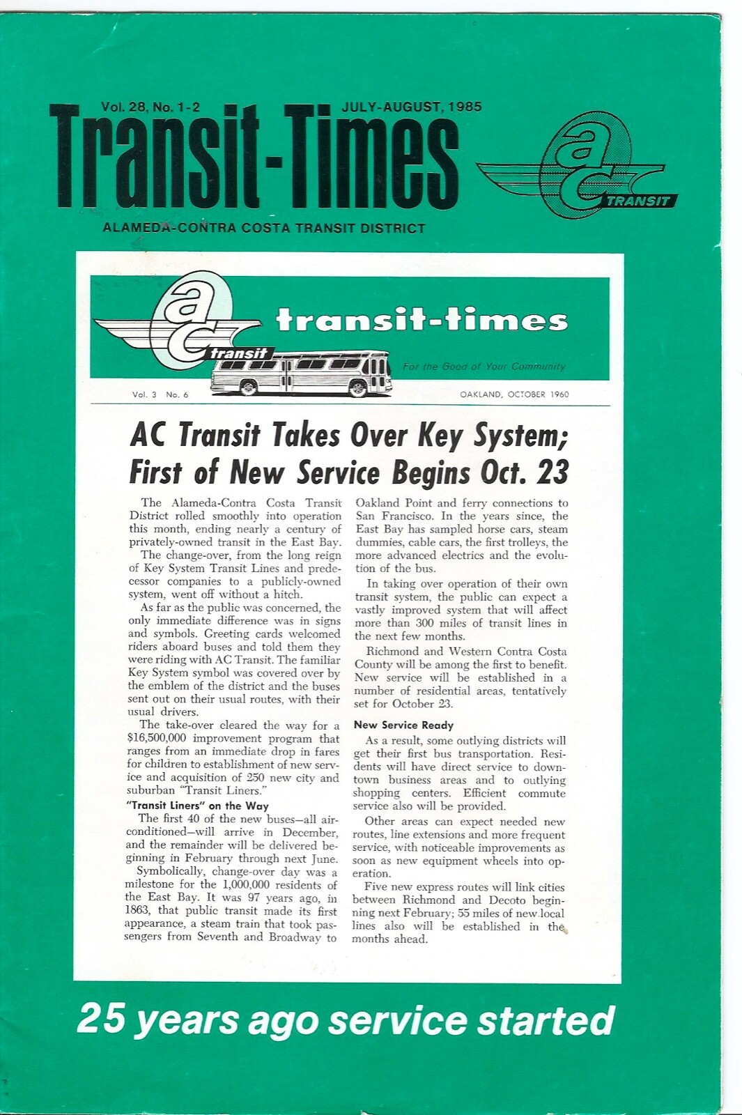 1980’s AC Alameda-Contra Costa Transit Times Booklets Lot of 6