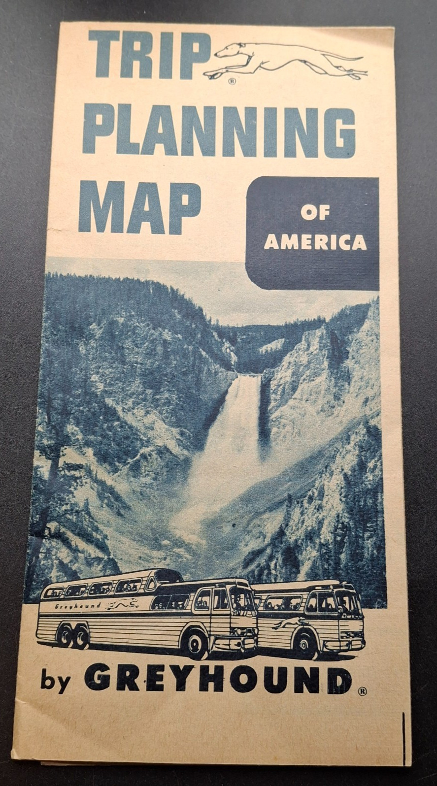 Vintage 1950s Greyhound Bus Line Trip Planning Map Brochure Travel Ephemera 1960
