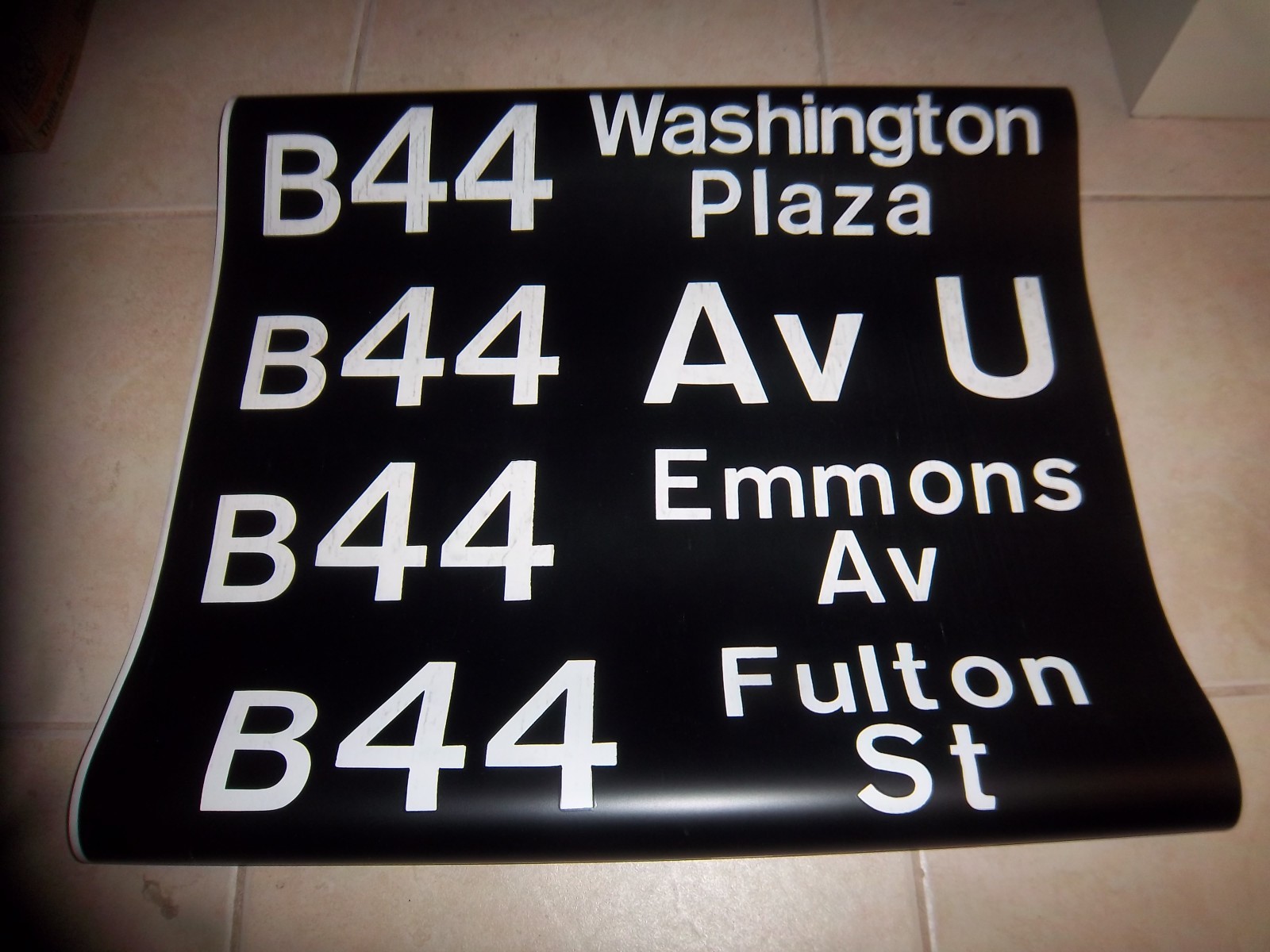 NY NYC BUS ROLL SIGN 1972 BROOKLYN EMMONS AVENUE FULTON STREET WASHINGTON PLAZA