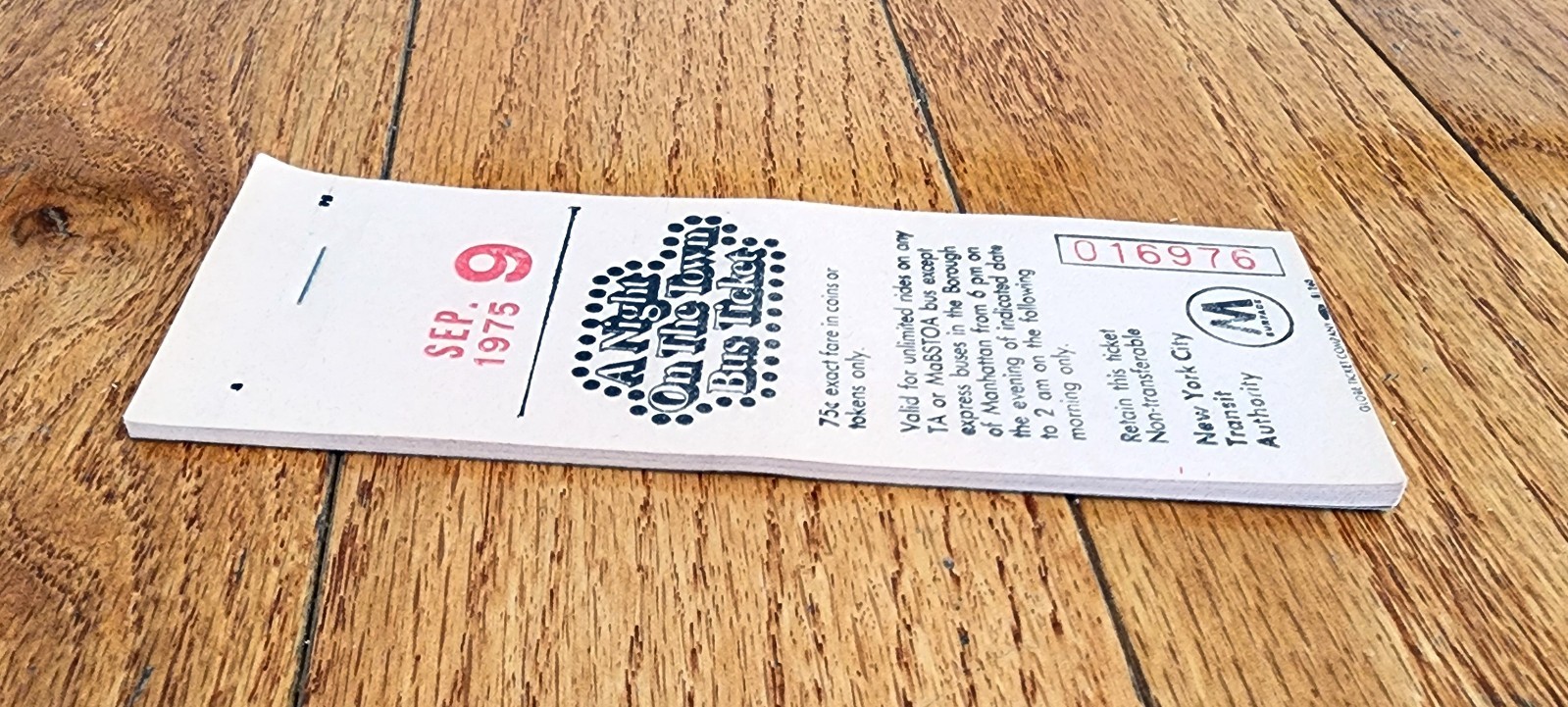 1975 NYCTA MABSTOA A NIGHT ON THE TOWN BUS TICKET BOOK MANHATTAN NY NYC TA