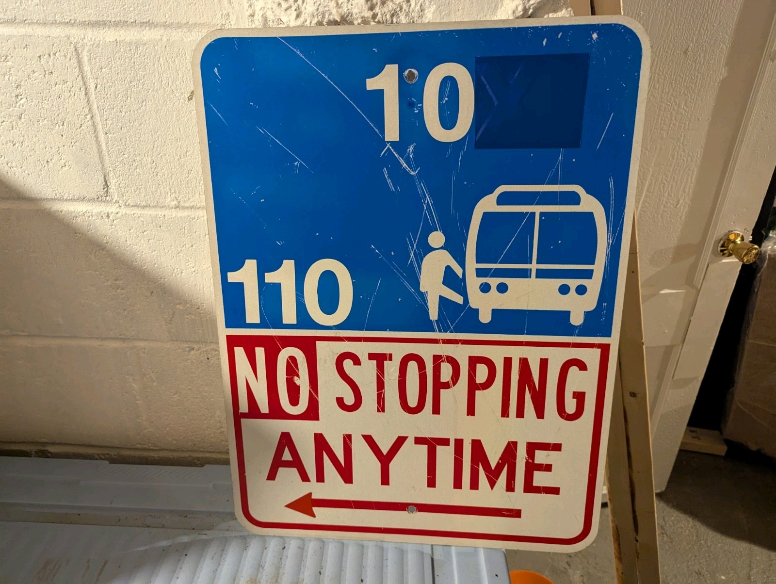 Retired Metal Bus Stop Sign BaltimoreMTA No. 10/110 route