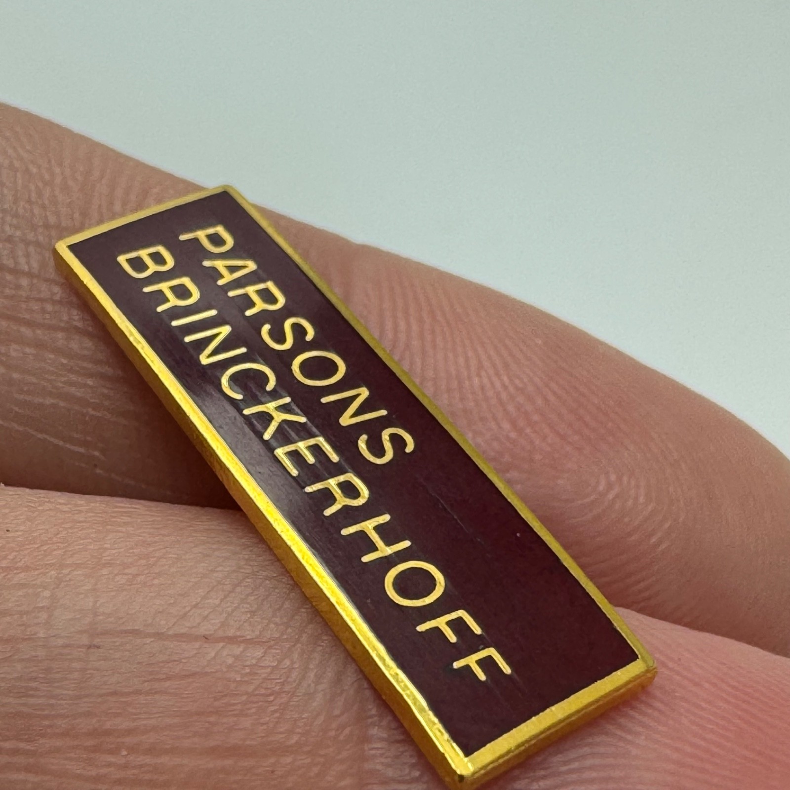 Parsons Brinckerhoff Lapel Pin Transit Engineering Logo Maroon Gold Vintage