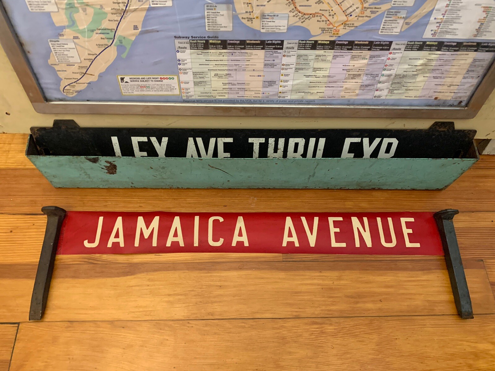 1958 BROOKLYN NY NYC BUS ROLL SIGN JAMAICA AVENUE DEPOT BROADWAY FULTON STREET