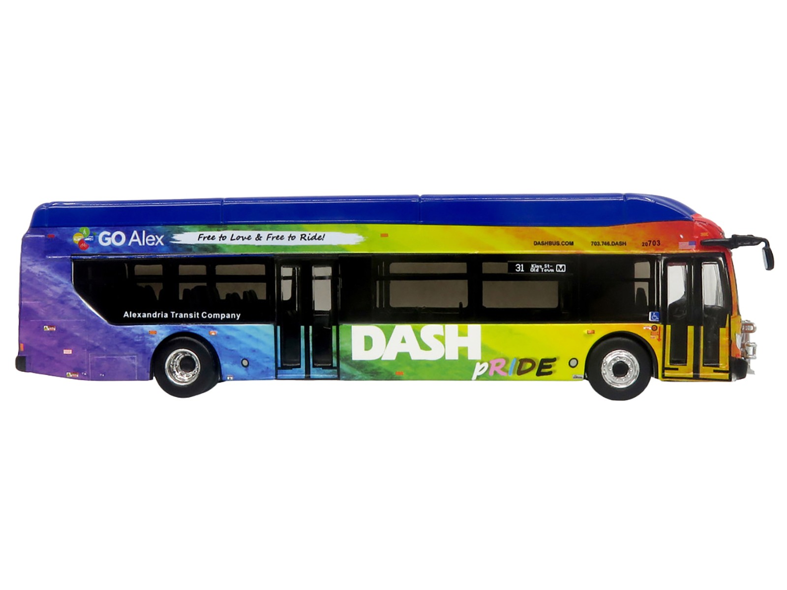 New Flyer Xcelsior XN40 Transit Bus Blue 1/87 DASH Pride Livery Limited Edition