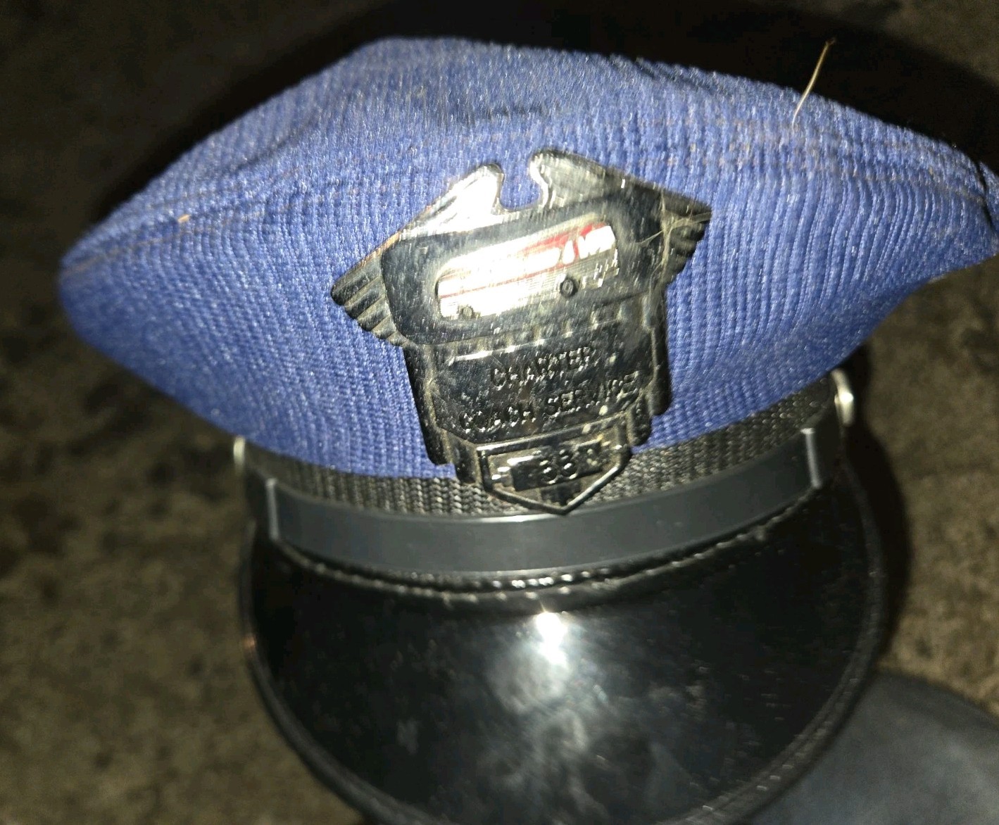 Vintage Charter Autobus Coach Dress Hat Cap Chartwr Coach Service 33 Hat Badge