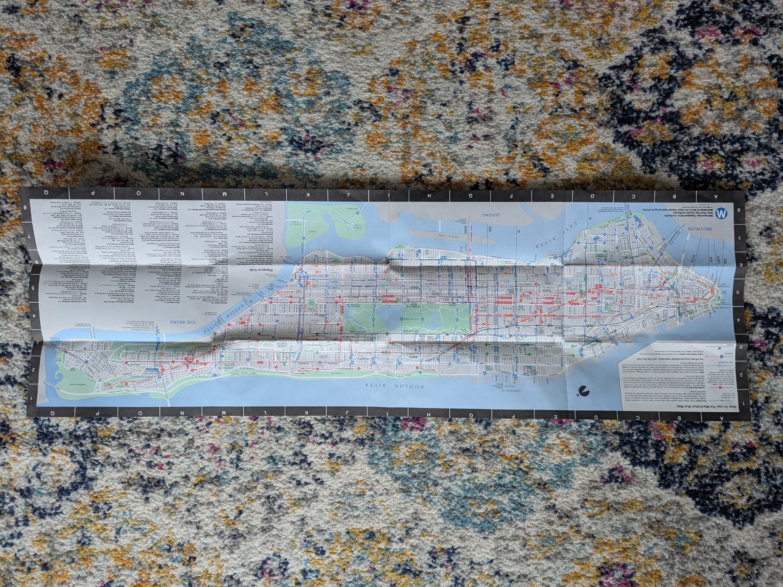 MTA New York City Transit Manhattan Bus Map 1988
