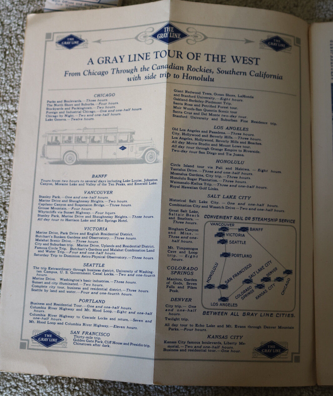 Gray Line Motor Tours – Seeing Portland & Seeing Seattle – 2 items from 1920s