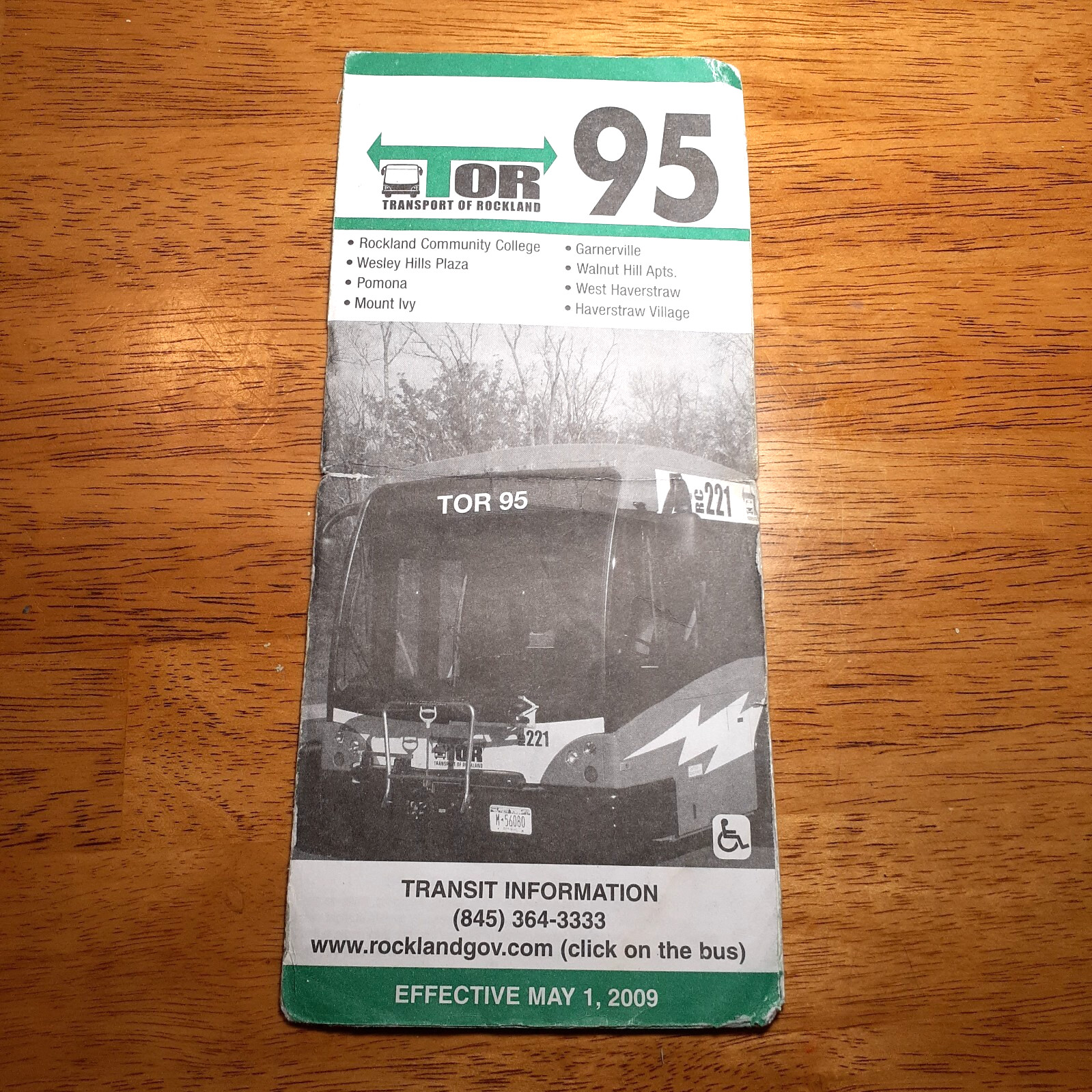 Transport of Rockland TOR 95 Map and Timetable circa 2009