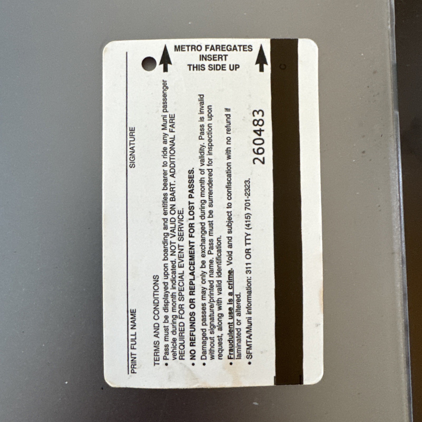 VTG 2011 San Francisco SF MUNI lifeline FAST PASS Monthly Bus Transfer TICKET