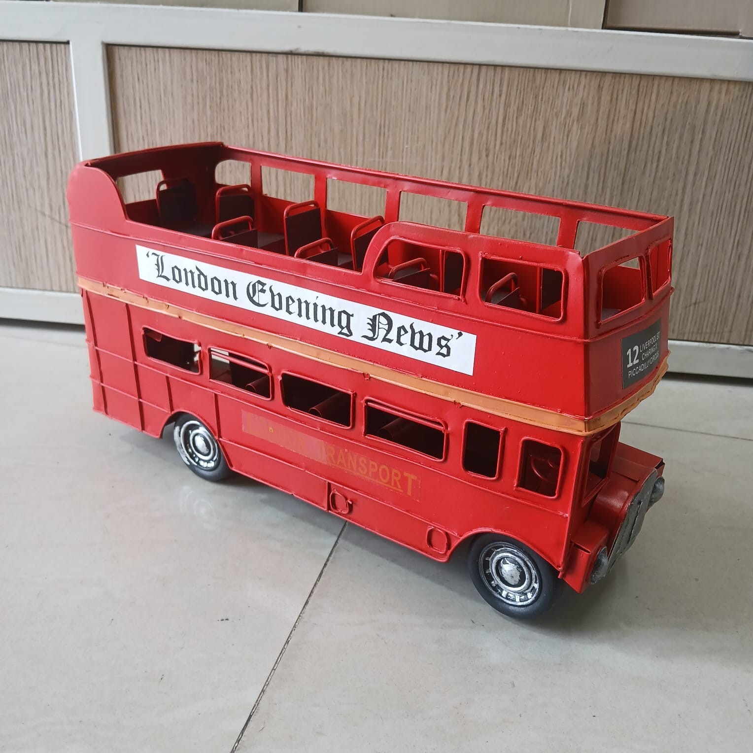 Decorative 42cm Red coloured vintage style Routemaster Bus made from metal tin