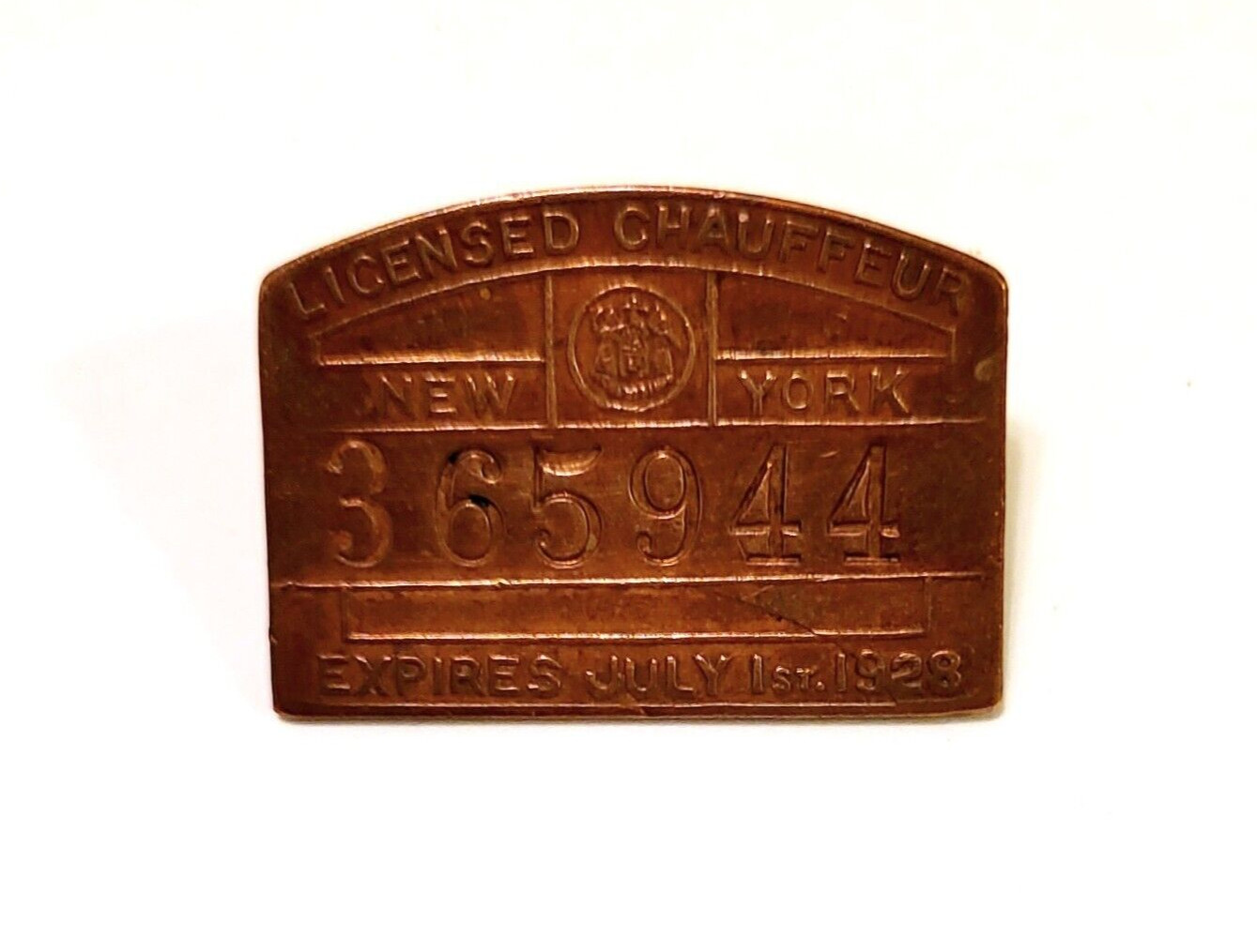 Vintage Chauffeur License Pins Ohio 1949 and New York 1928 2pc