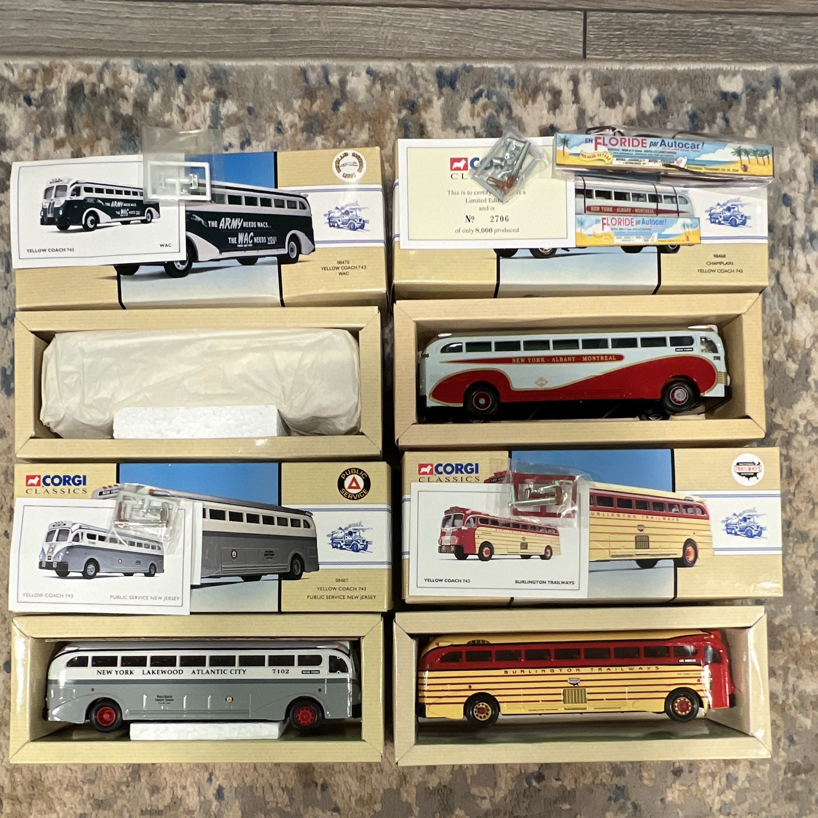 Corgi Vintage Buses USA Bundle 4 — WAC Army Champlain NJ Burlington New in Box