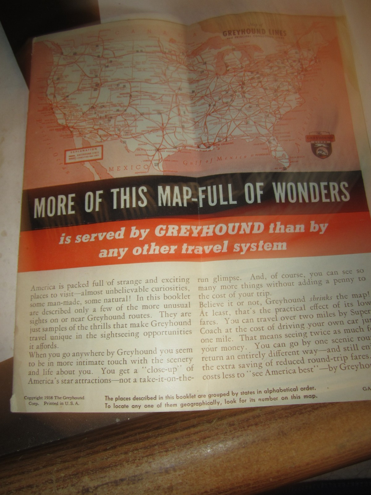 GREYHOUND BUS LINES ADVERTISING BROCHURE ” THIS AMAZING AMERICA” 1938 VINTAGE