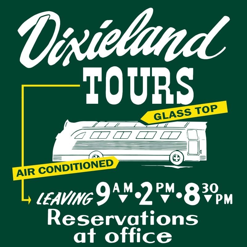 Dixieland Motor Bus Tours NEW Steel Sign: 24″ Dia. Square USA Made