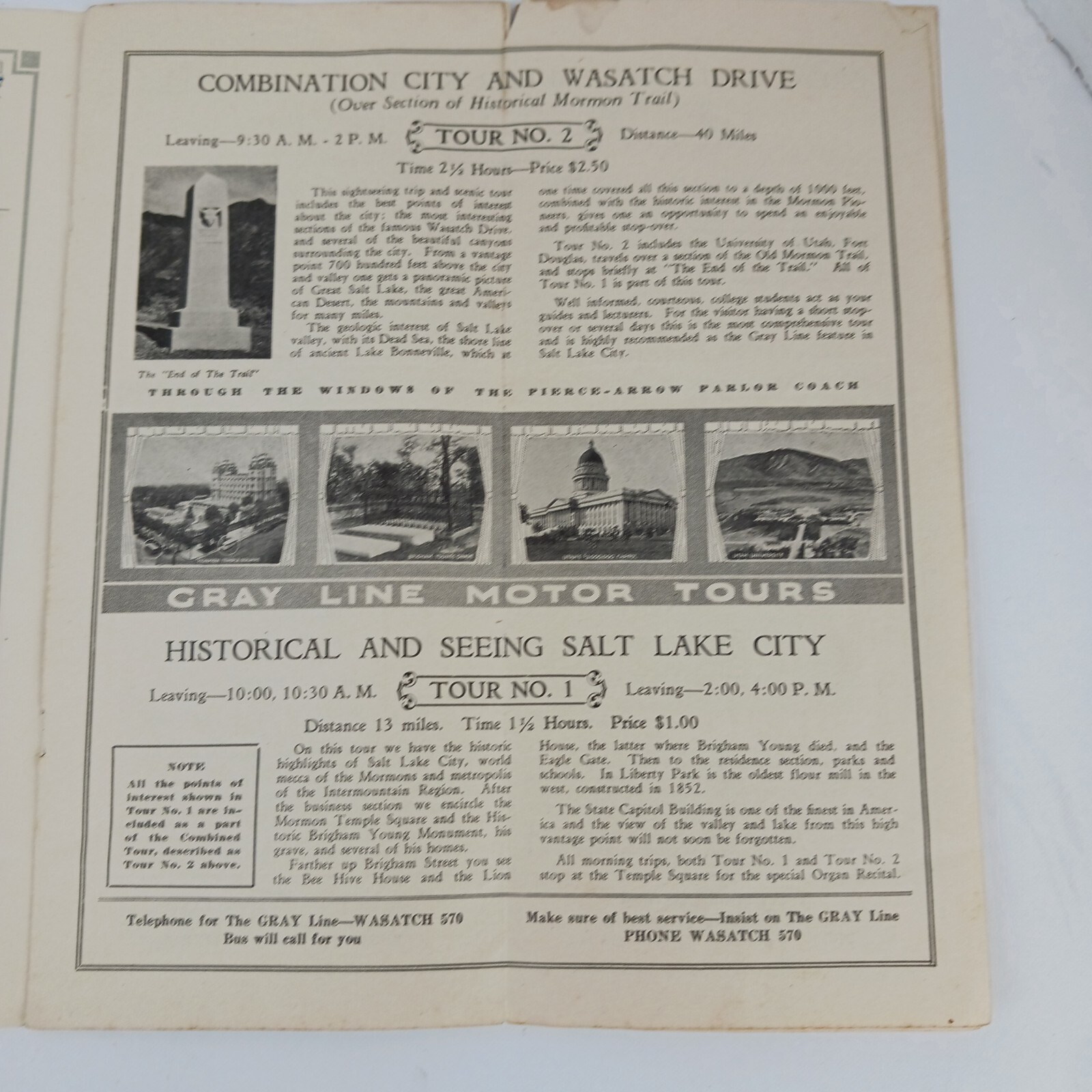 1920s GRAY LINE Bus Tours SALT LAKE CITY UTAH Advertising Travel Brochure