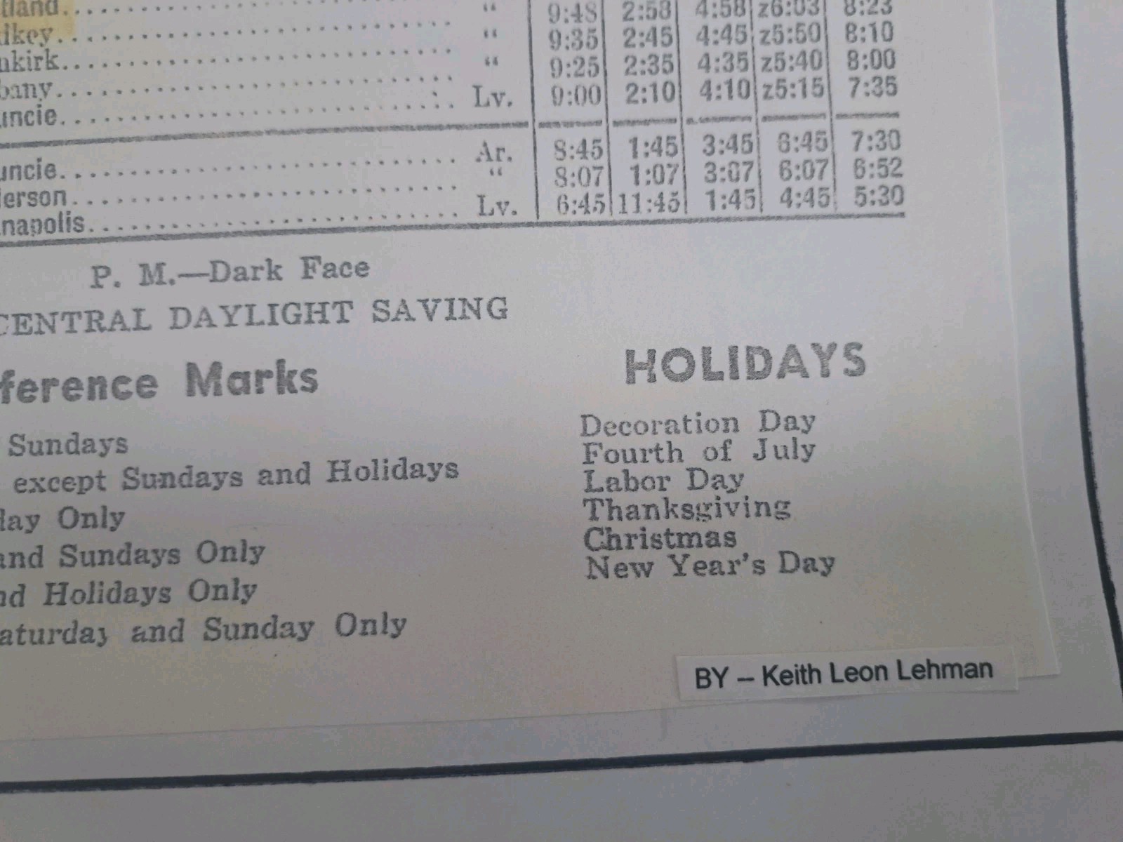 ABC COACH LINES BUS SCHEDULE 1949 – FORT WAYNE, IN 12″x18″ Framable Collectible