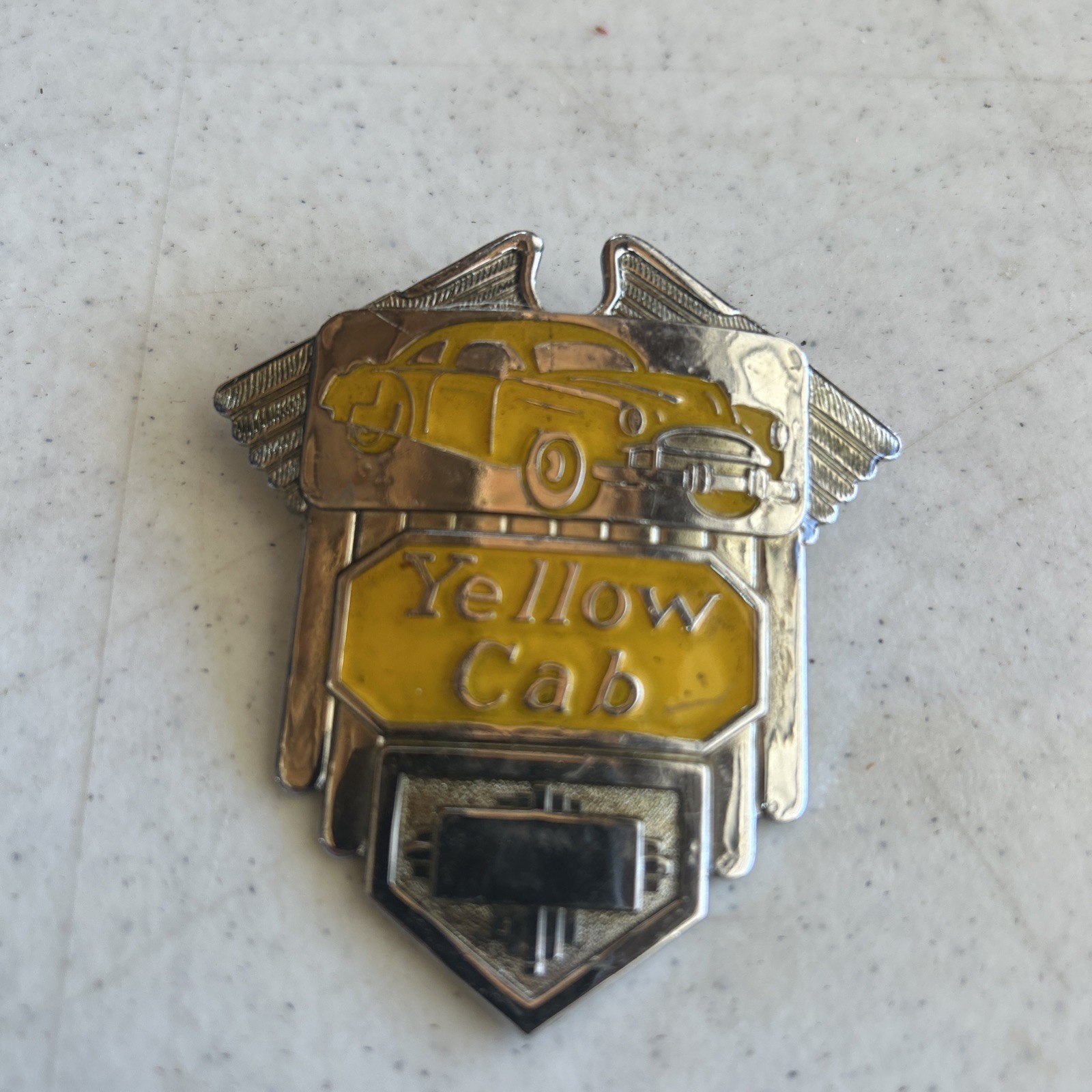 Vintage Yellow Cab Taxi Employee Cap Badge Broken Pin