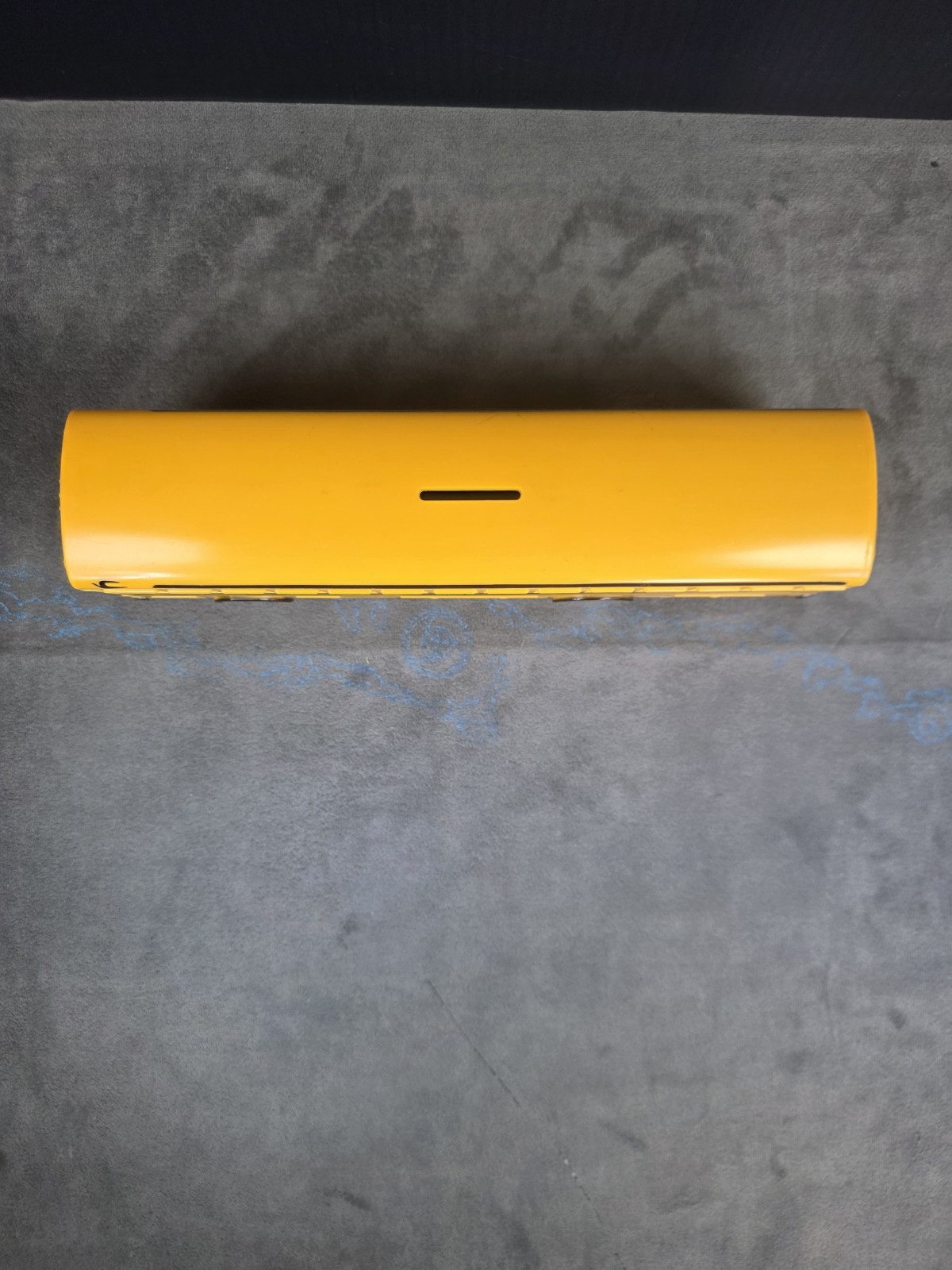 Vtg Yellow Blue Bird School Bus Jimson No. 330 Coin Bank Plastic 10” w/ Plug A-1