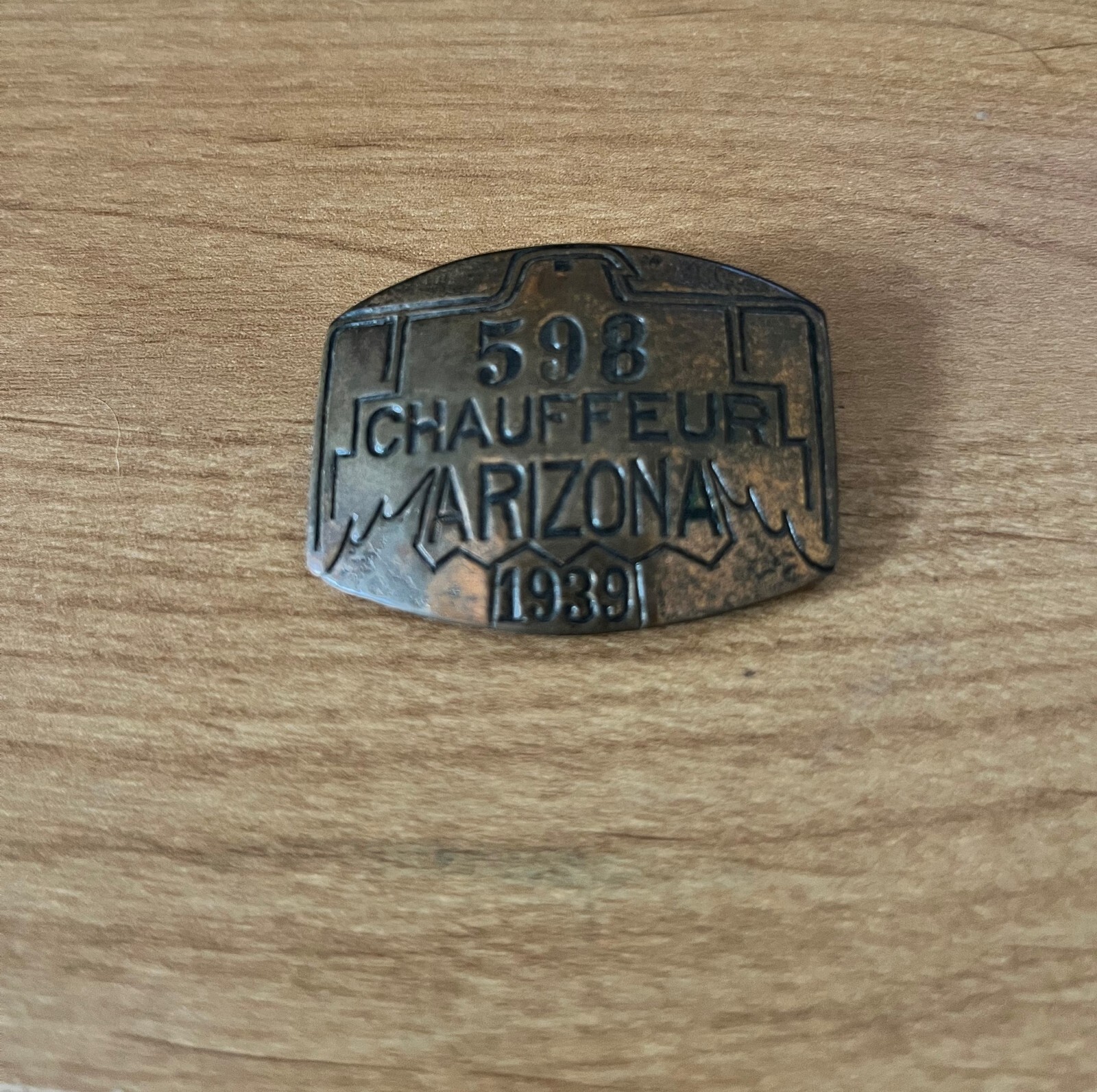 Original 1939 Arizona Chauffeur Badge Pin #598