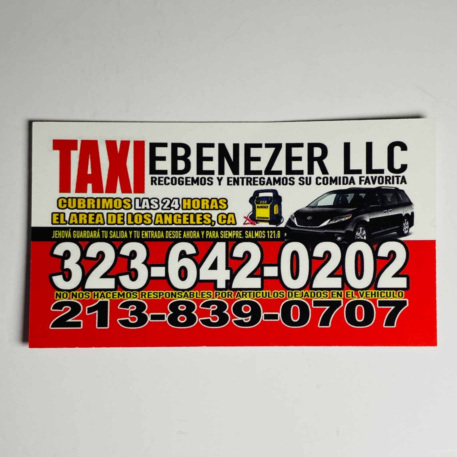 Print Ad Business Card Glossy Card Stock Taxi Cab Service L.A. Travel Collectors