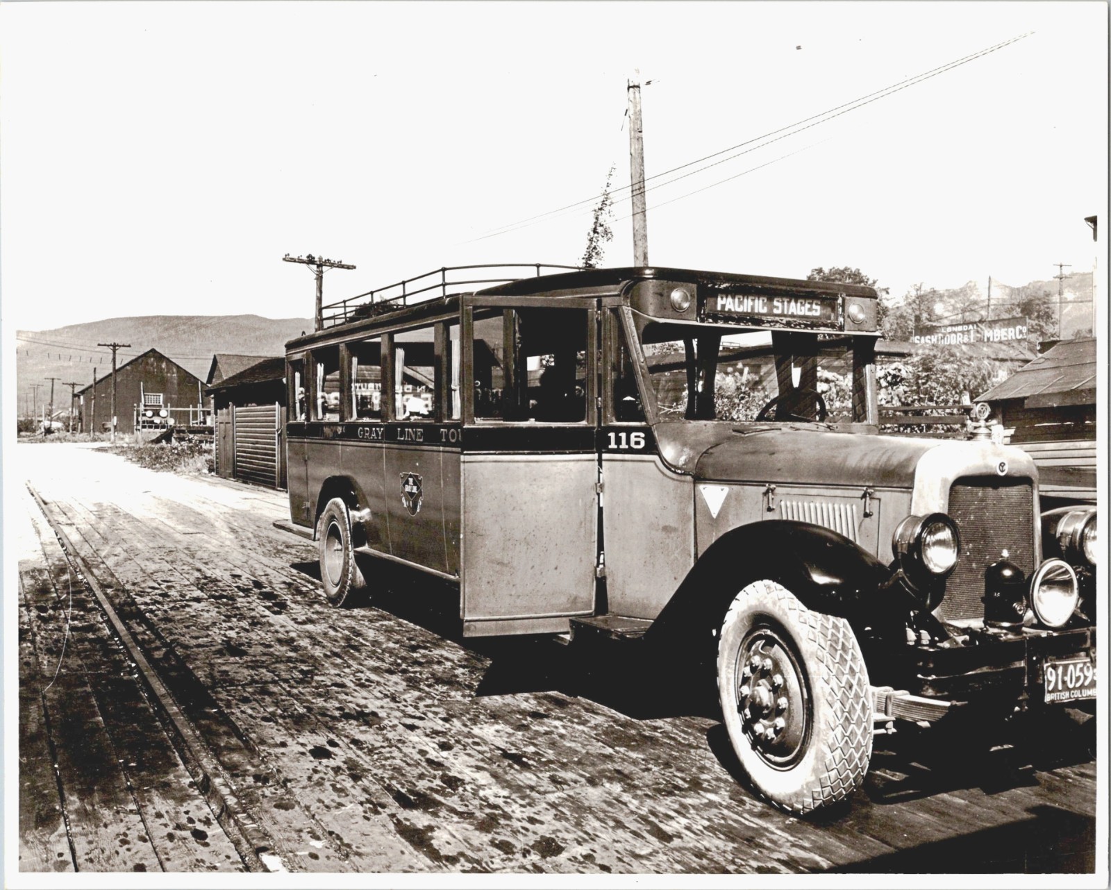 Antique 8×10 Photo 1931 BC Canada Pacific Stages Bus #116 Gray Line Sightseeing