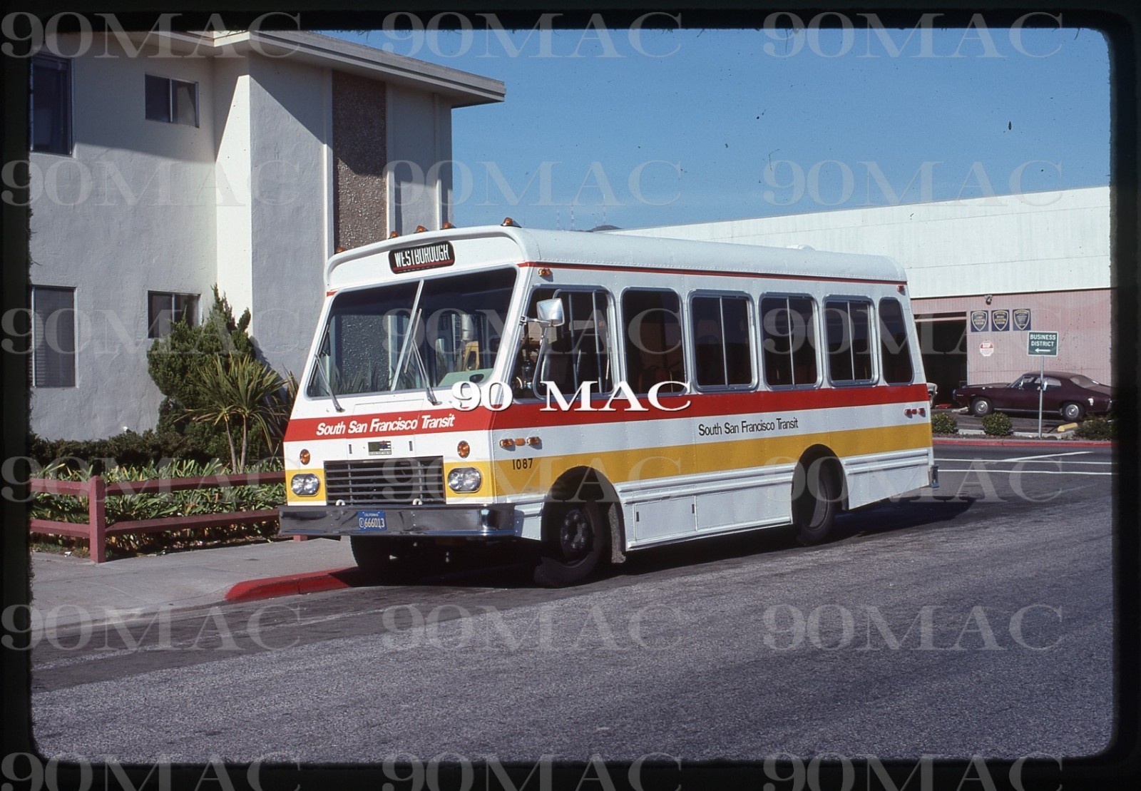 SSFT. Bus #1087. South San Francisco (CA). Original Slide 1976.