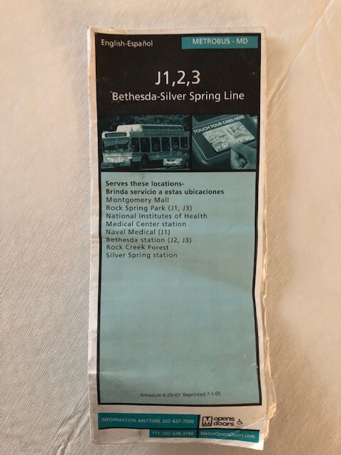 VINTAGE DC METROBUS 2005 SCHEDULE ROUTES J1-J2-J3 GOOD USED CONDITION