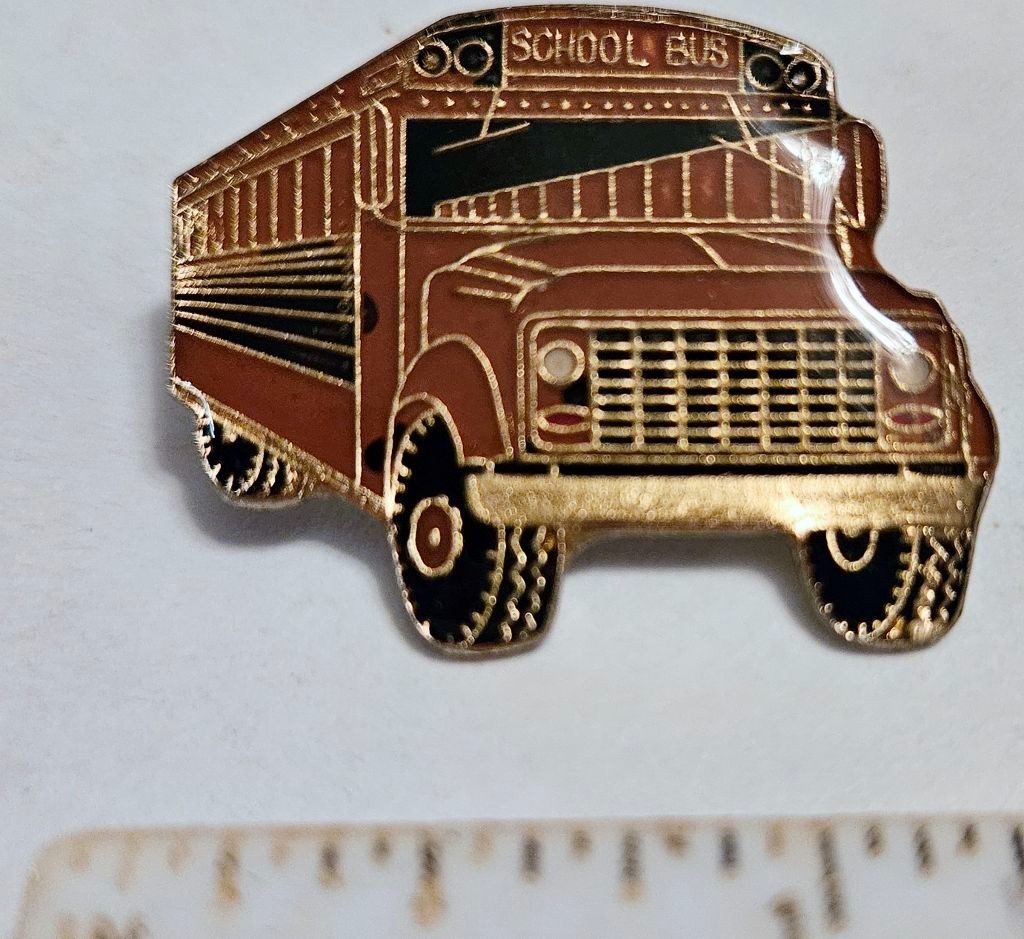 Vintage School Bus ~Enamel Lapel Hat Pin ~Student Transportation