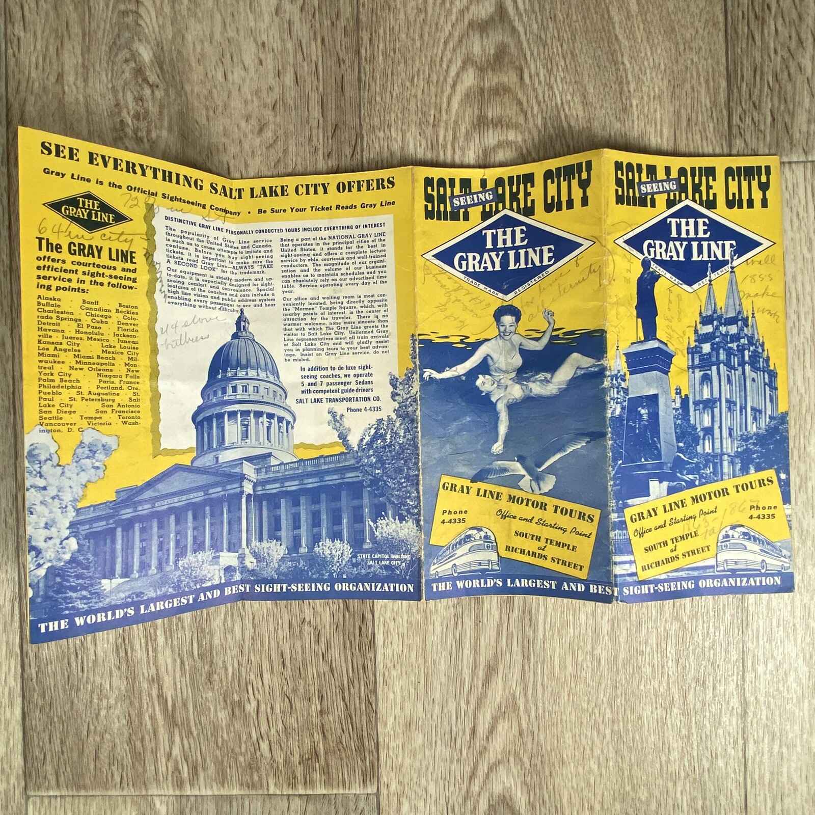 The Gray Line Motor Tours Pamphlet Travel Brochure Salt Lake City Utah