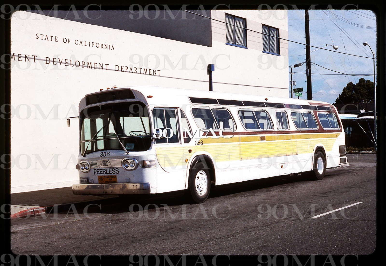PEERLESS STAGES. GM COACH BUS #356. San Jose (CA). Original Slide 1989.