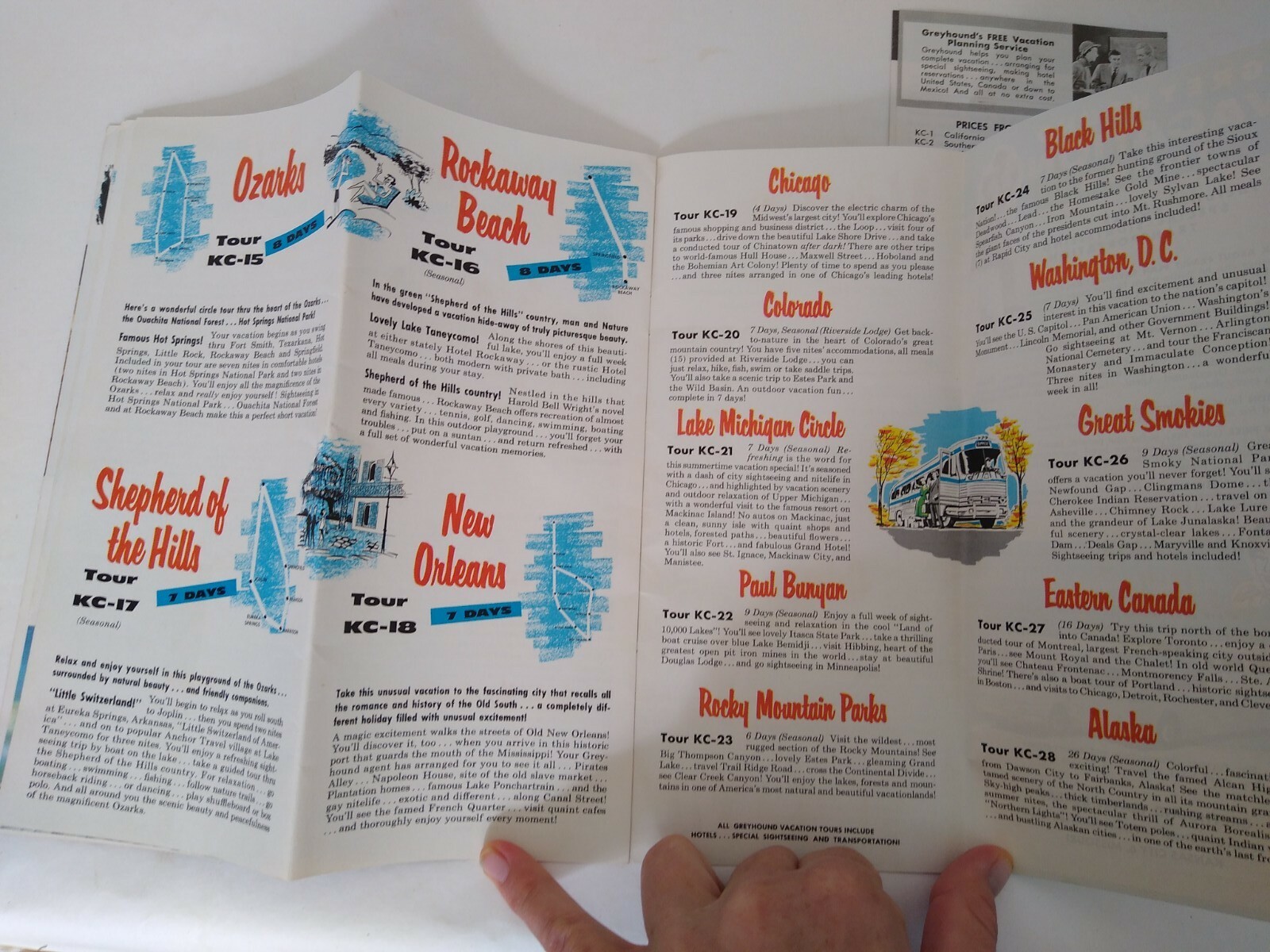 Vtg 1950s Greyhound Bus Travel Brochure Vacation Tours Includes Prices Pamphlet