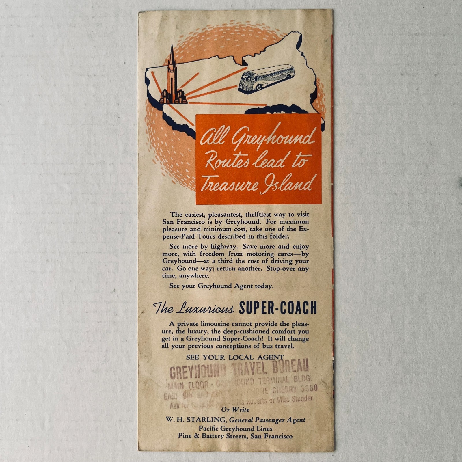 Vintage 1939 GREYHOUND BUS Tour Brochure San Francisco CA Golden Gate Exposition