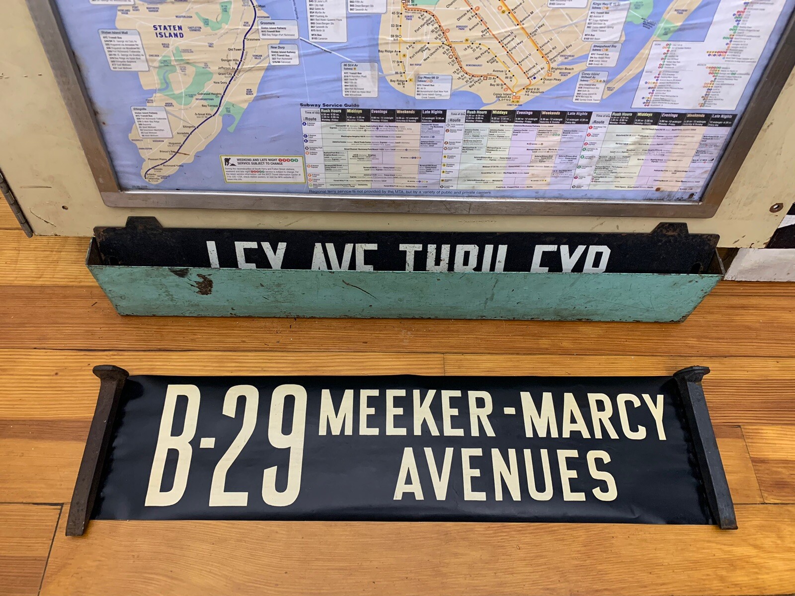 NYC BUS ROLL SIGN BROOKLYN MEEKER MARCY AVENUE BEDFORD STUYVESANT WILLIAMSBURG