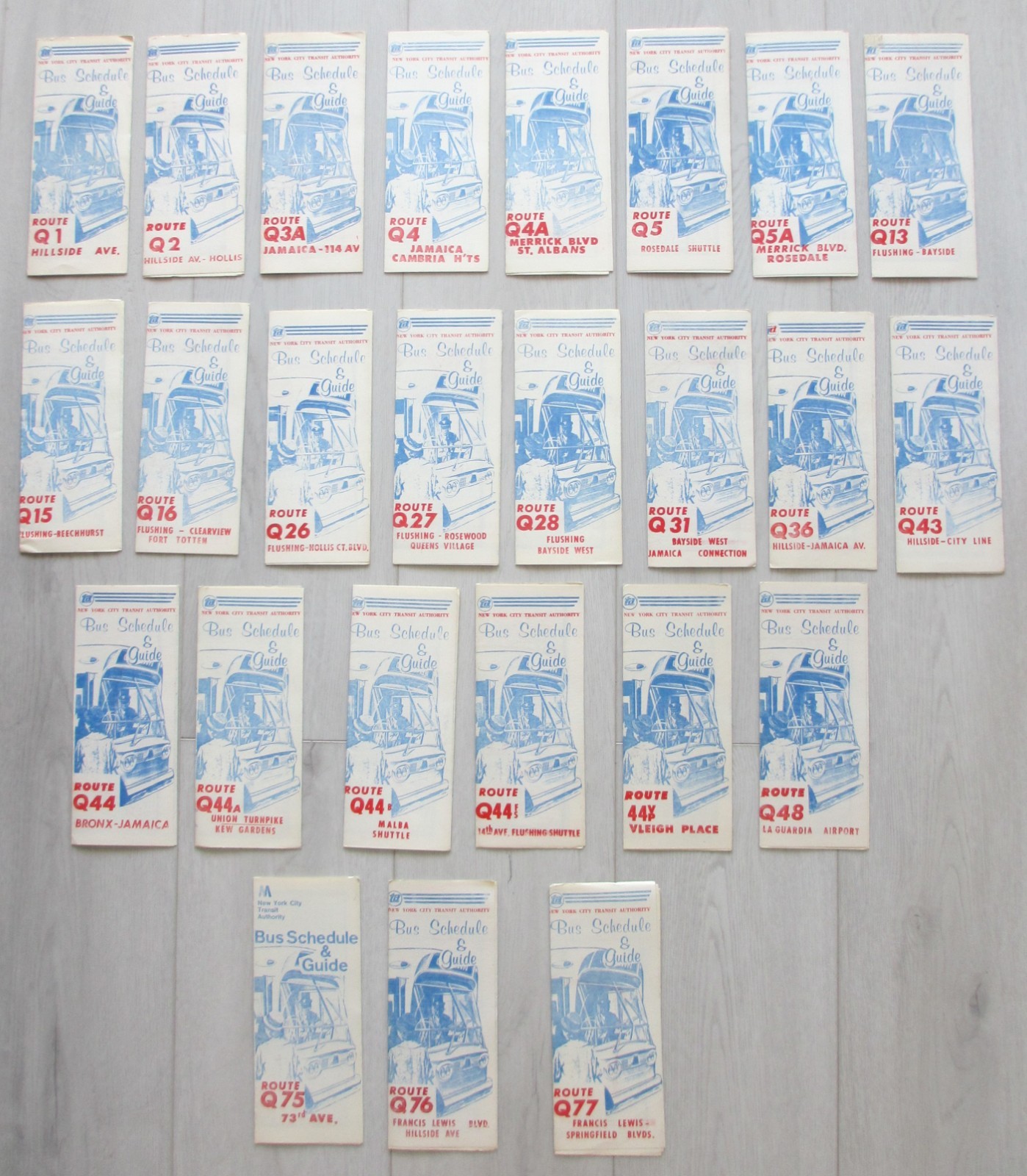 Lot of 25 Vintage 1960s New York City TA M Bus Schedules Timetables Guides NYC