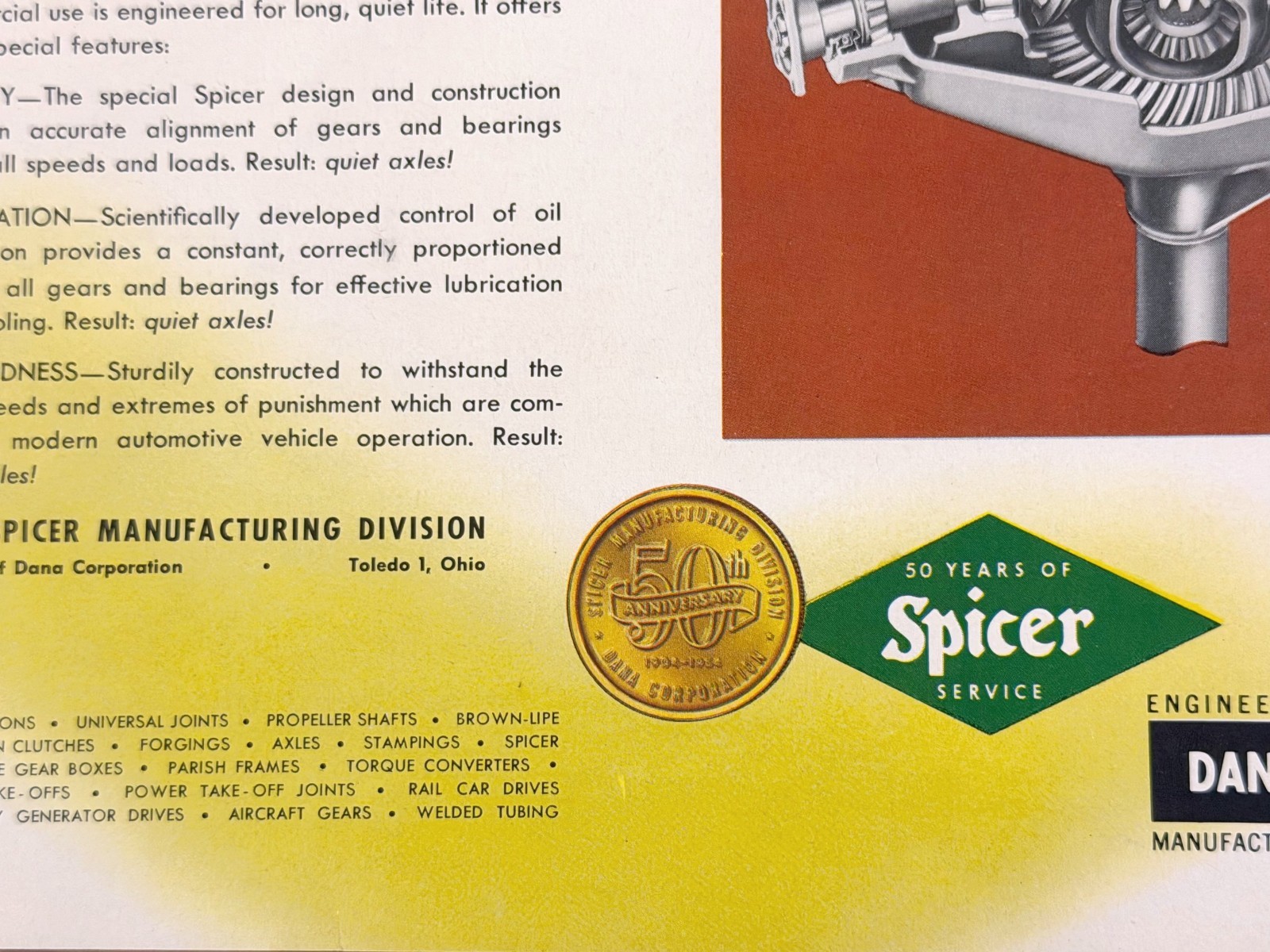 LOT OF 4 Print Ads DANA Auburn Clutch Spicer Axle Print Ads Lot Brown-Lipe Heavy