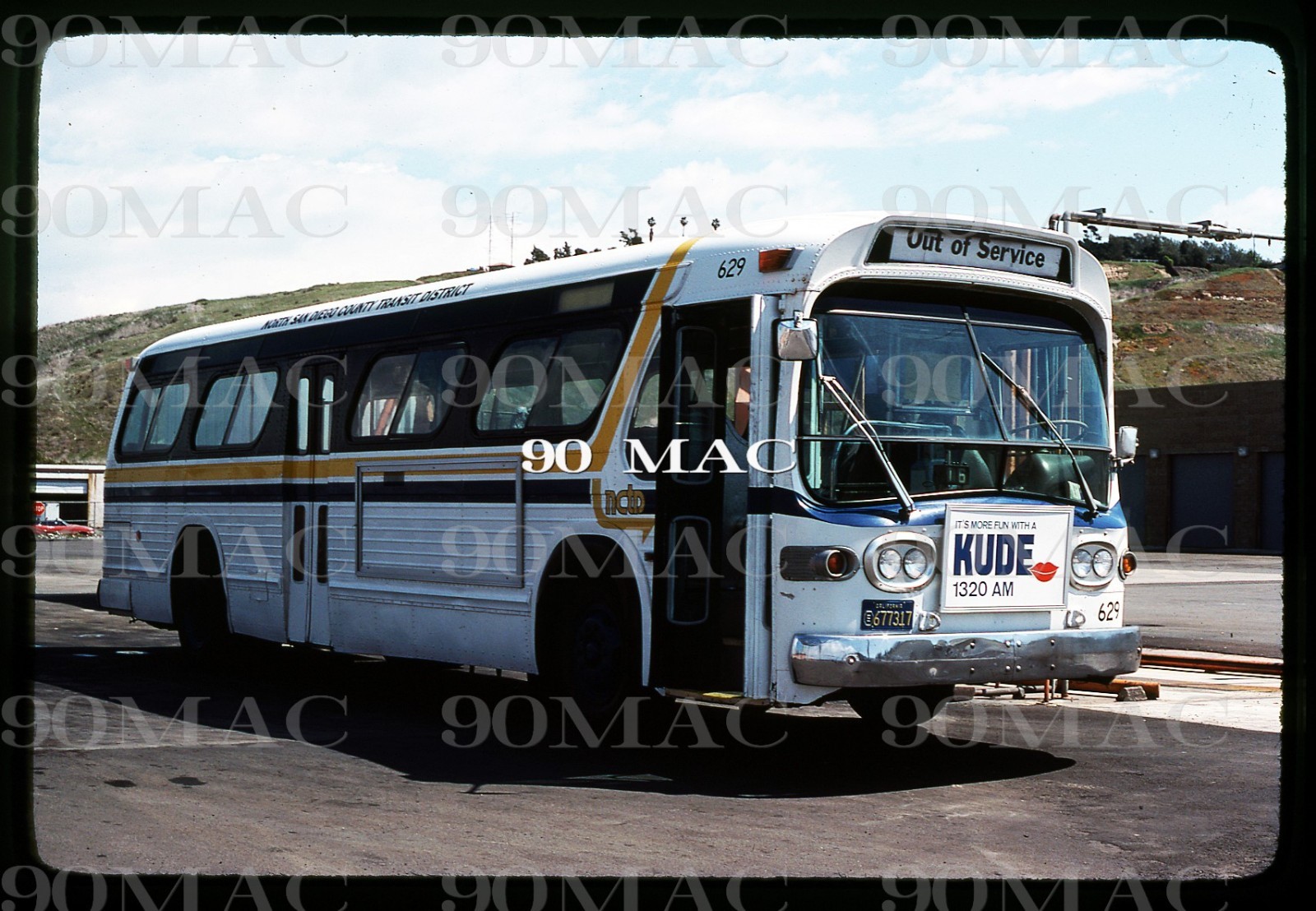 NCTD. GM COACH BUS #629. Oceanside (CA). Original Slide 1977.