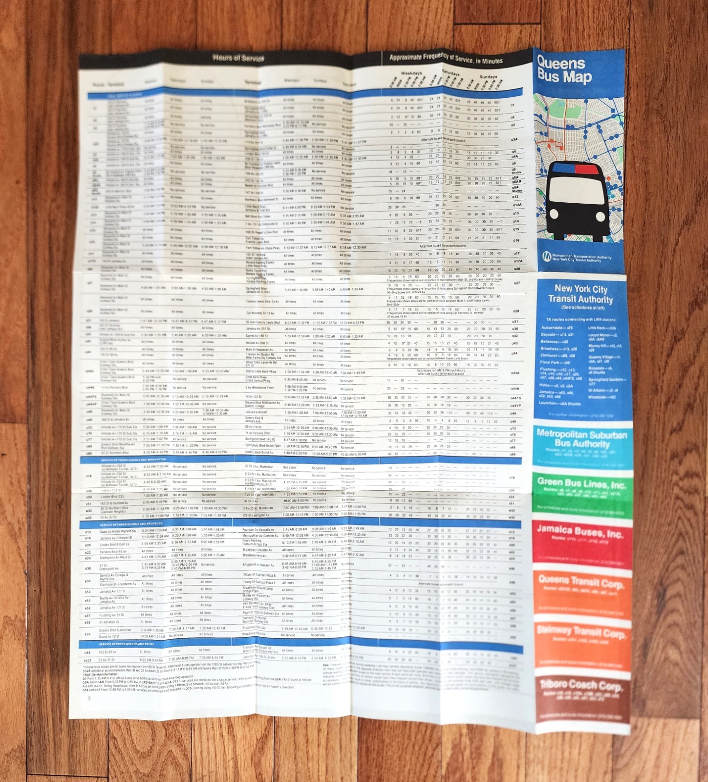 VINTAGE 1980 NYCTA NYC QUEENS BUS MAP MTA NEW YORK CITY TRANSIT AUTHORITY NY
