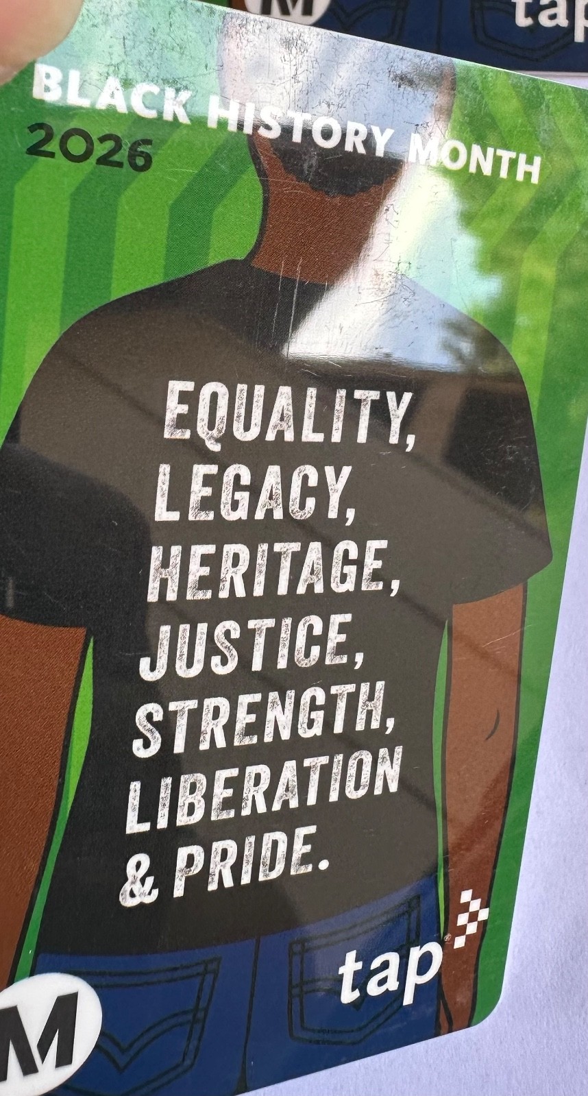 Metro TAP Black History month 2026 Bus Subway Transit Limtd NOT Loadable