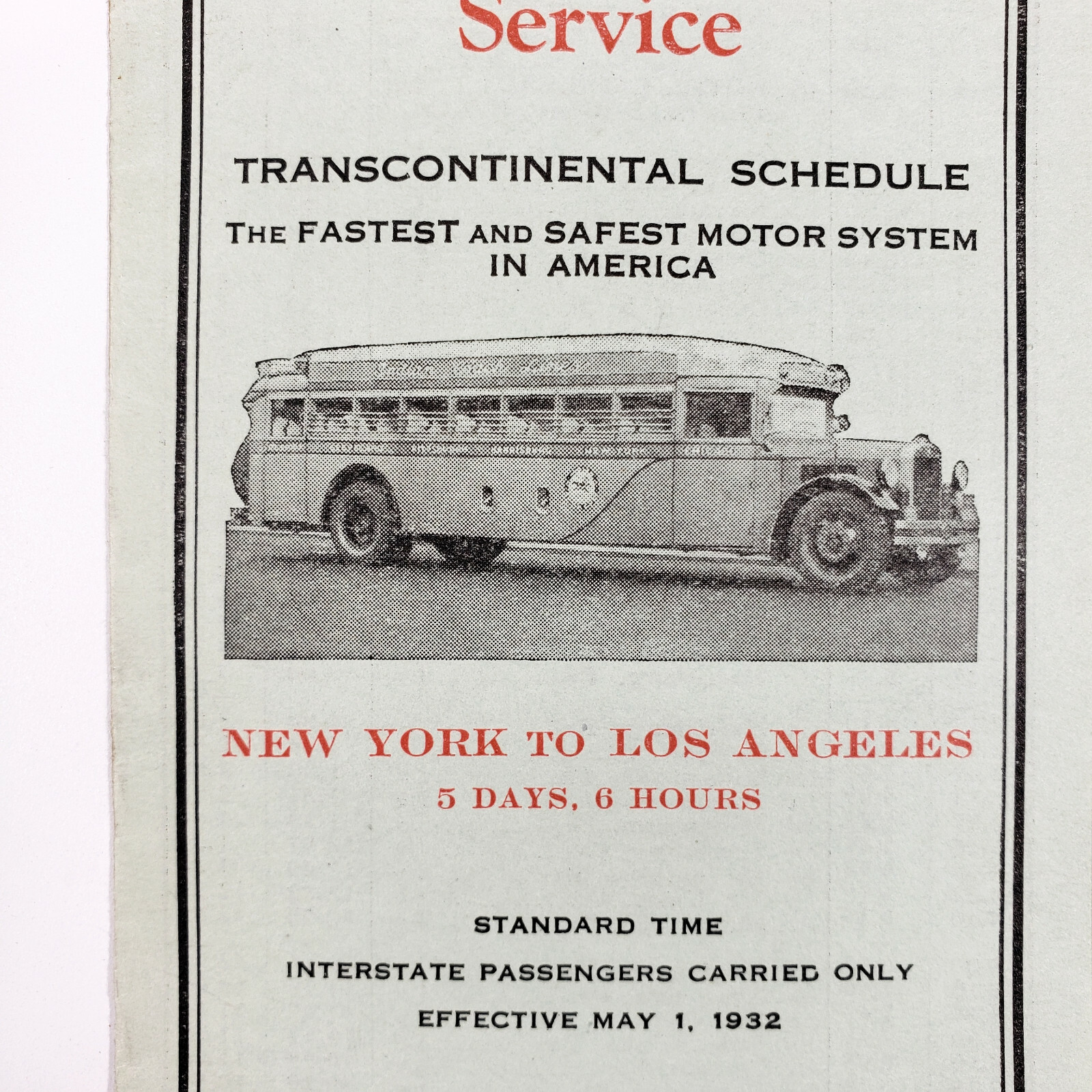 1932 Indian Coach Lines Bus Brochure Time Table Transcontinental Motor Tour