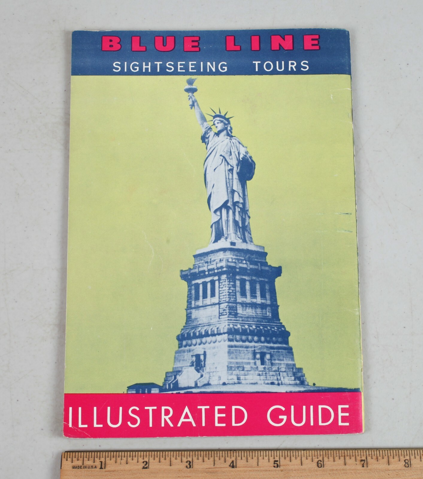 Vintage 1950s Blue Line Bus Tours New York Travel Guide Statue of Liberty