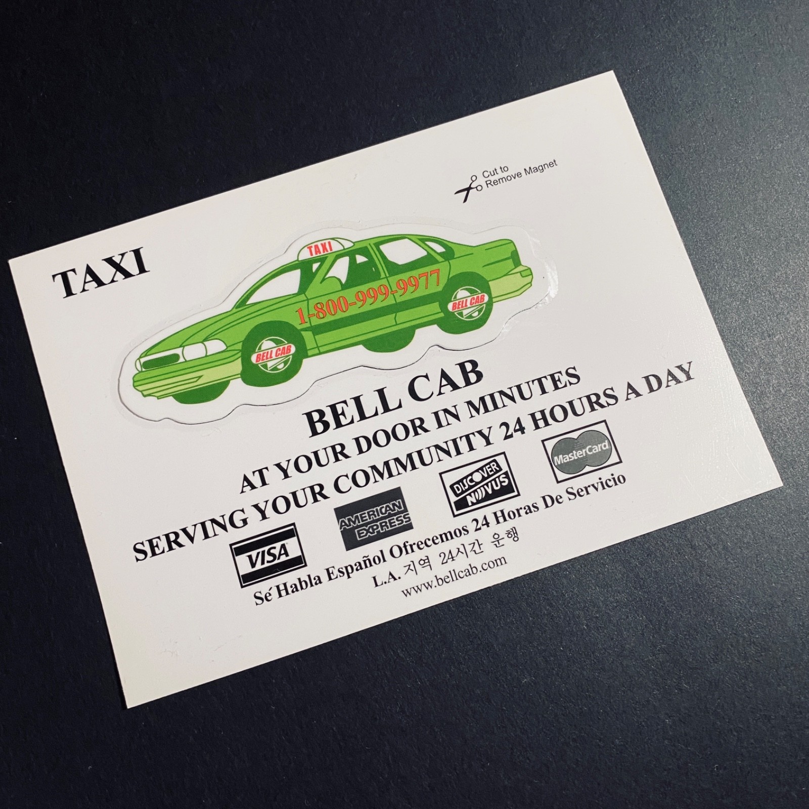 Print Ad Mailer 2025 Taxi Service Promo Car Magnet Los Angeles Travel Collectors