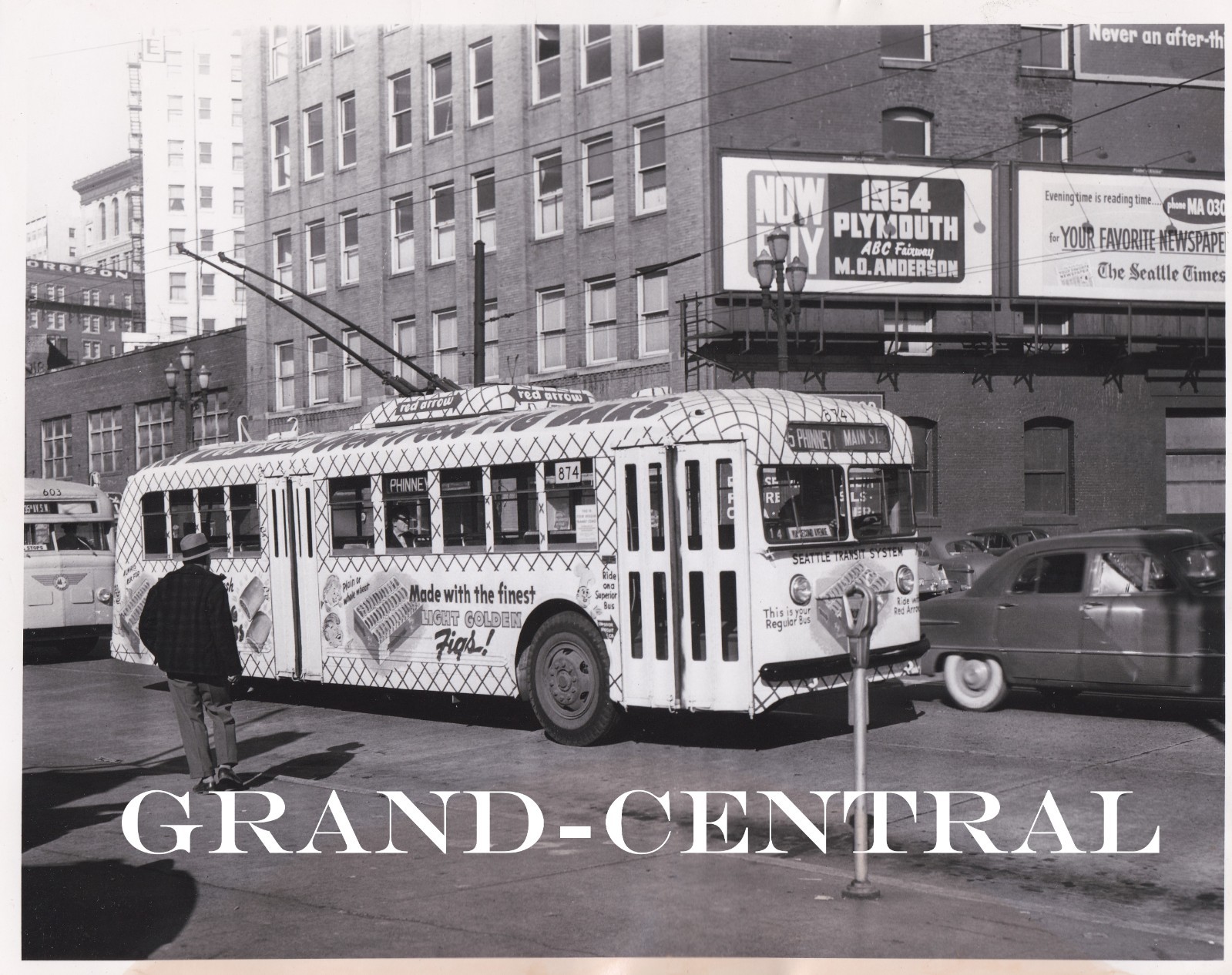 VINTAGE SEATTLE TRANSIT SYSYTEM STS TROLLEY BUS PHOTO #874 SEATTLE WASHINGTON –