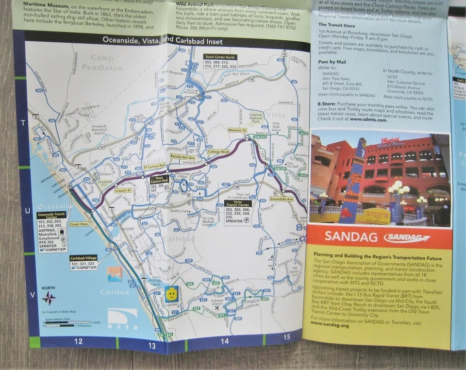 San Diego County Regional Transit Guide Map (2009) Bus Trolley Railroad CA