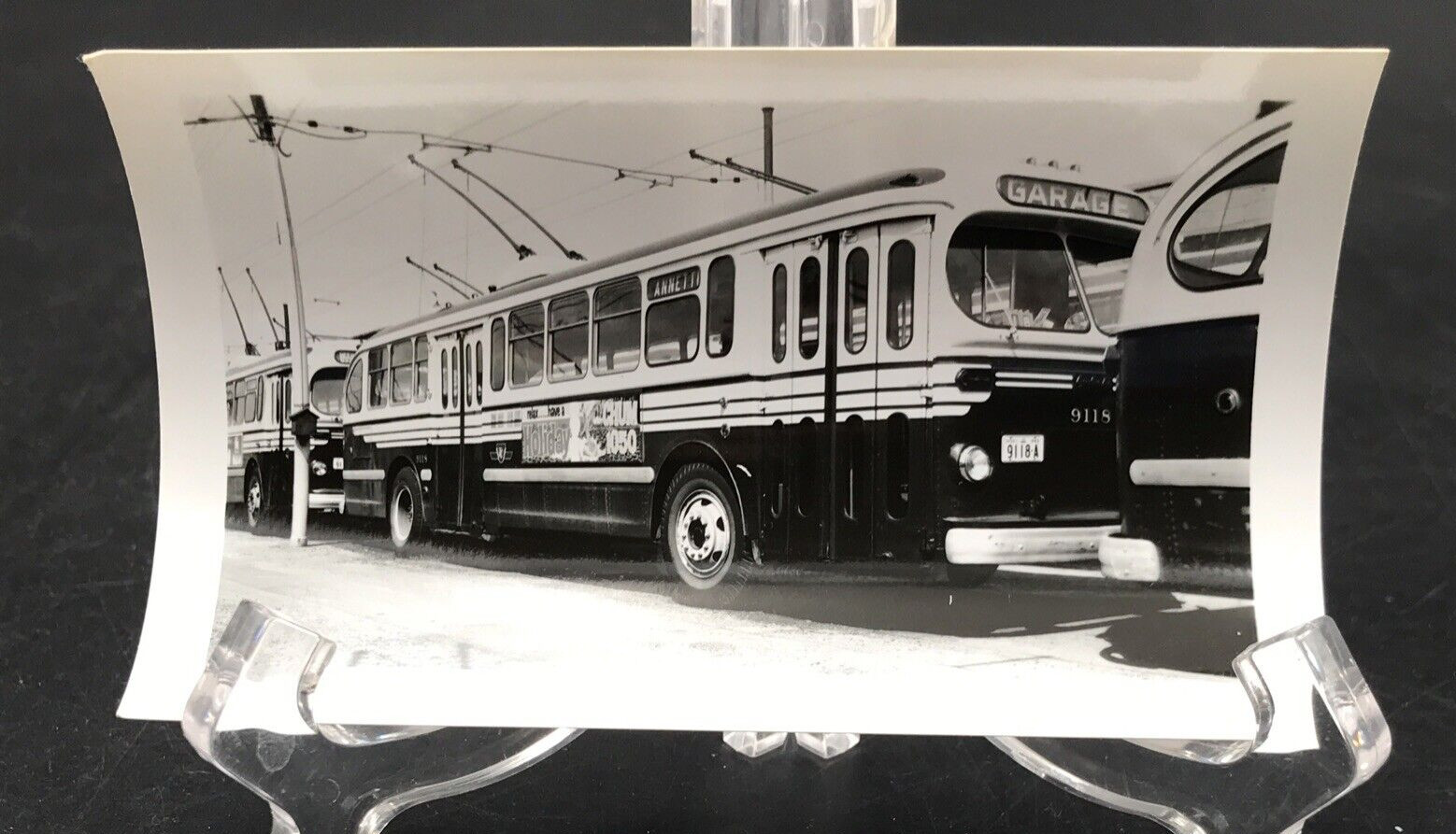 Trackless Trolley Bus Toronto Transit Commission TTC #9118 B&W Photograph
