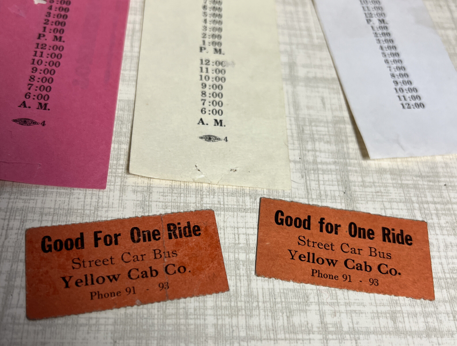6 BUS TICKETS & YELLOW CAB FROM NORTH DAKOTA B& B BUS LINE MINOT MOTOR COACH