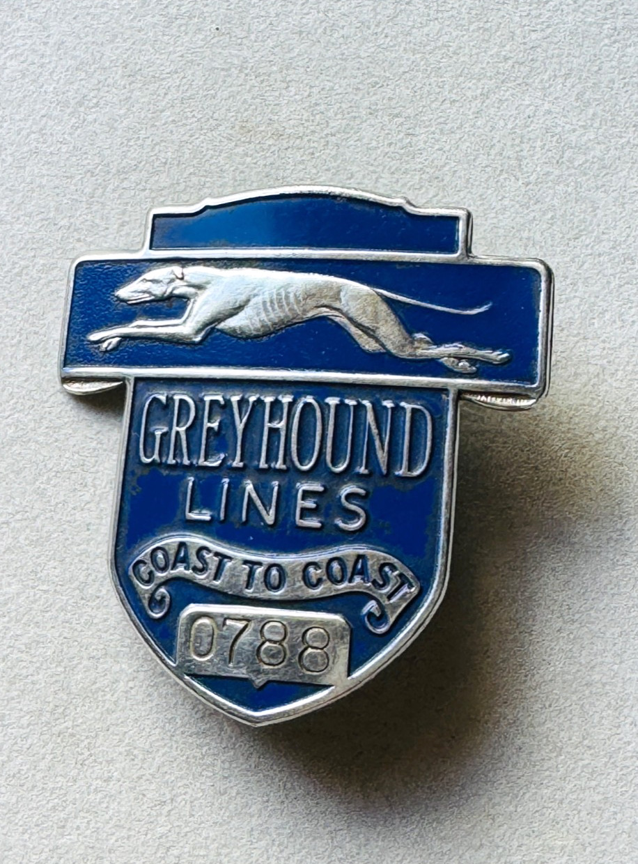 Scarce Vintage Greyhound Lines Bus Driver Hat Badge 1960’s Blue Enamel