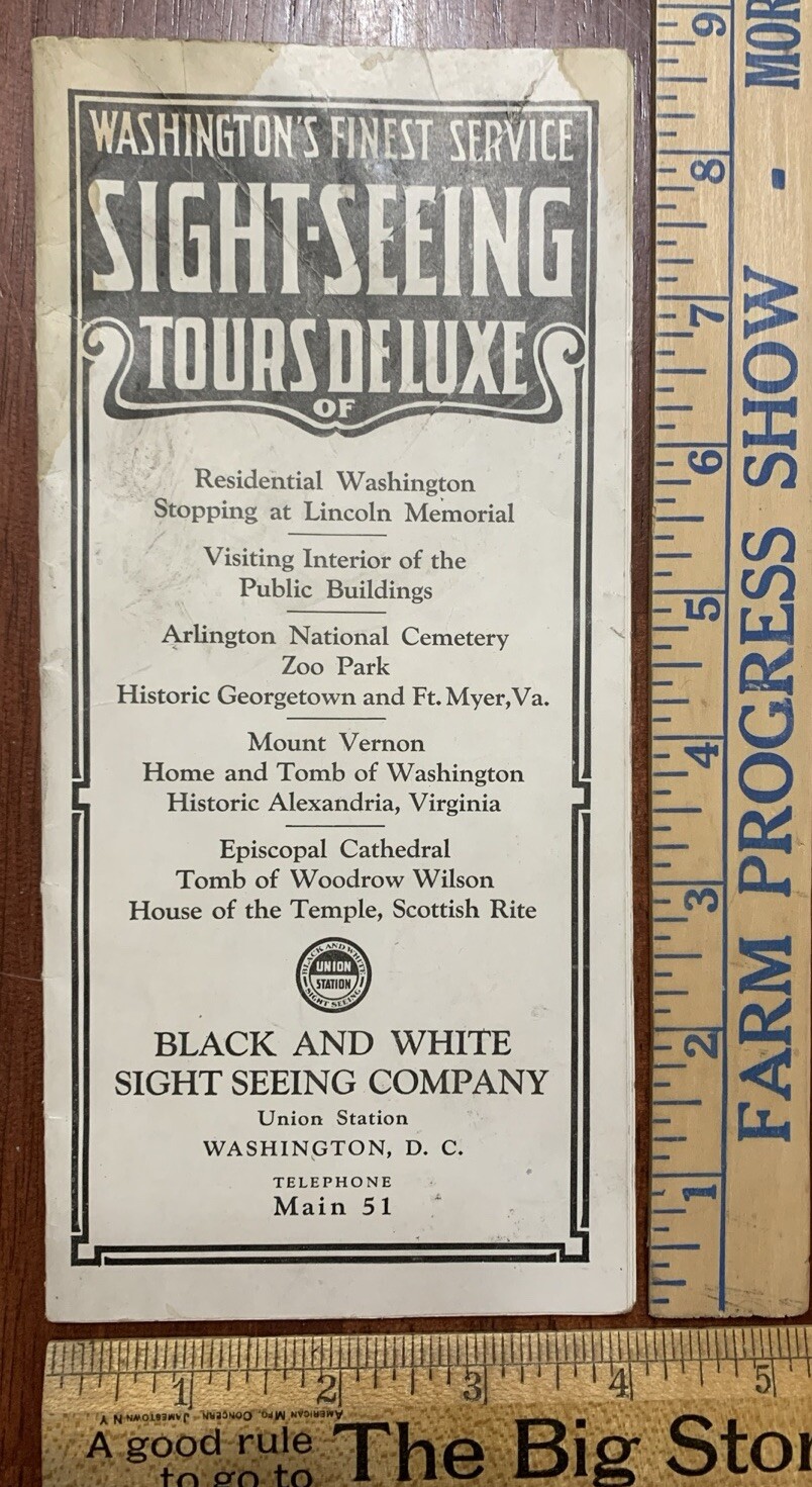 1931 Black & White Sight Seeing Company Washington DC Tours/Parlor Coaches WOW!