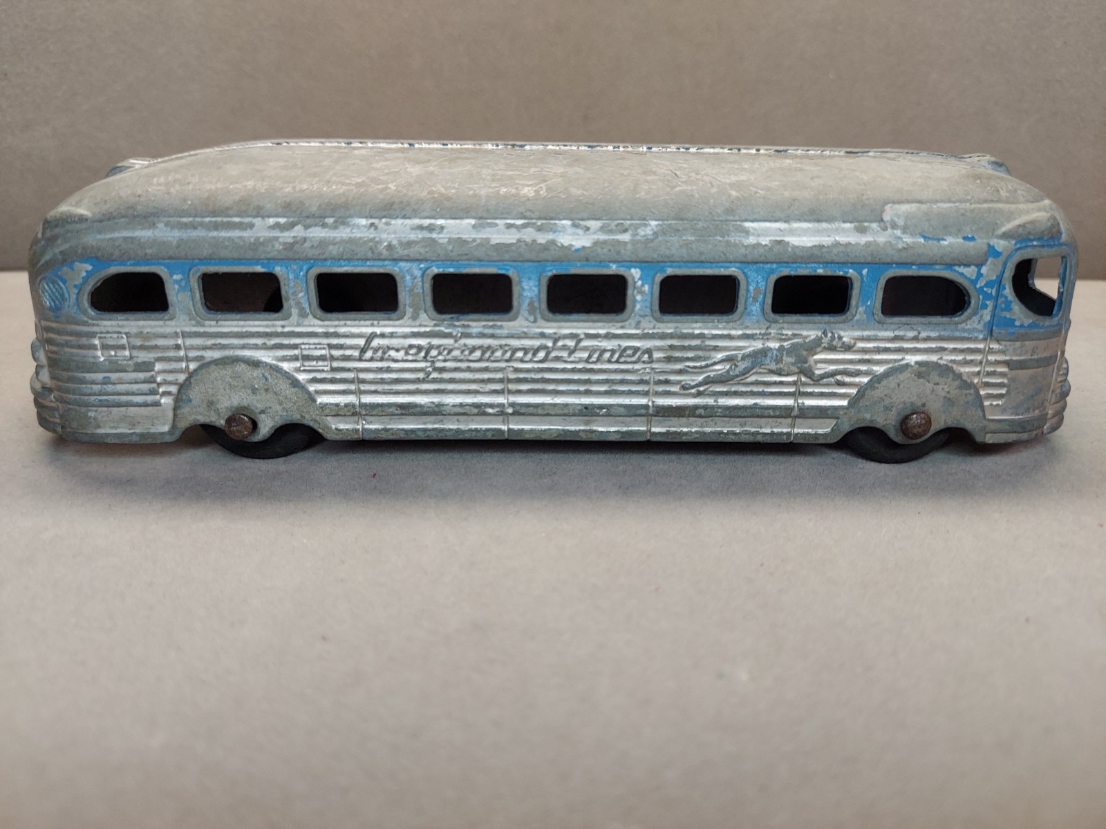 Vintage Greyhound Lines Bus Pressed Steel Toy Greyhound Bus Logo Advertising