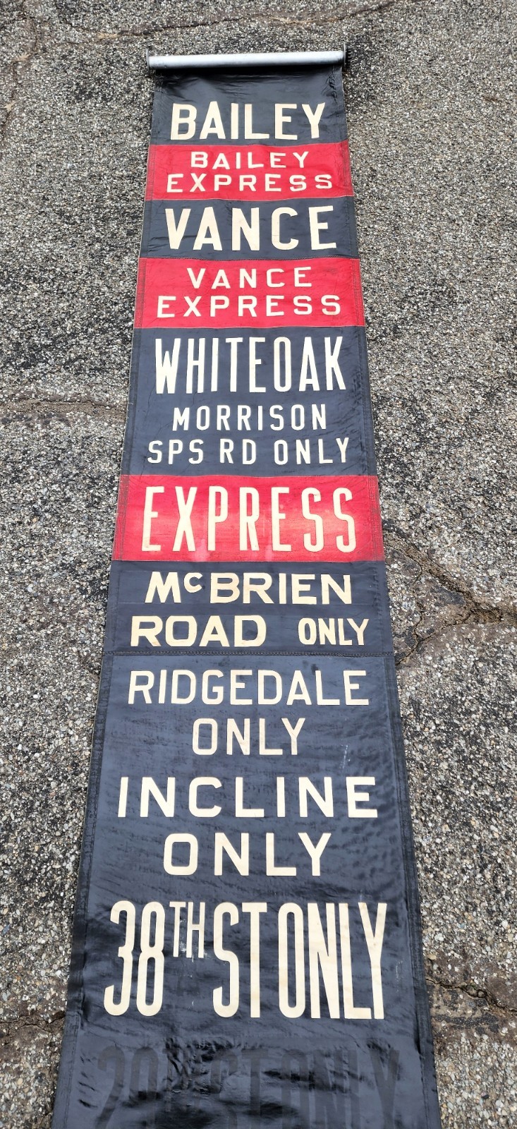 VINTAGE SOUTHERN COACH LINES BUS ROLL SIGN AVONDALE FOUST AIRPORT TENNASSEE